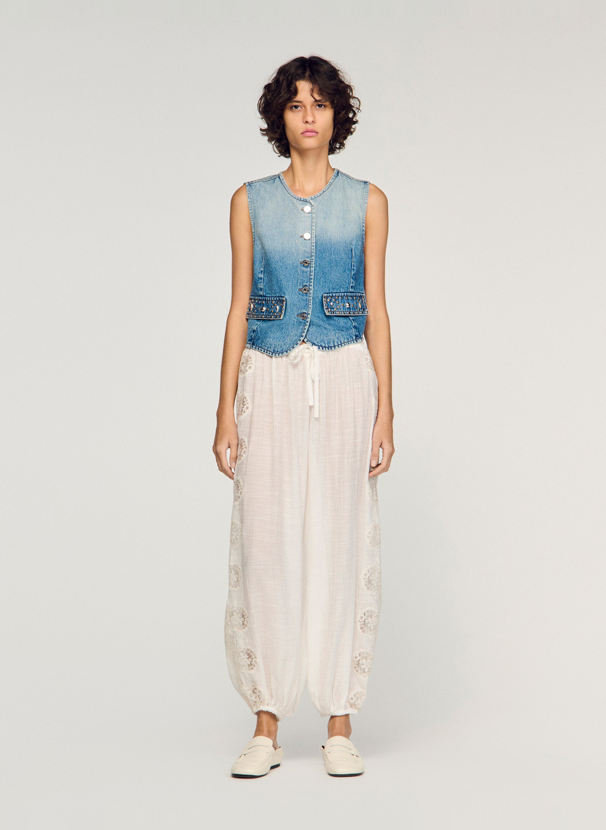 Grote kanten pantalon SANDRO Wit