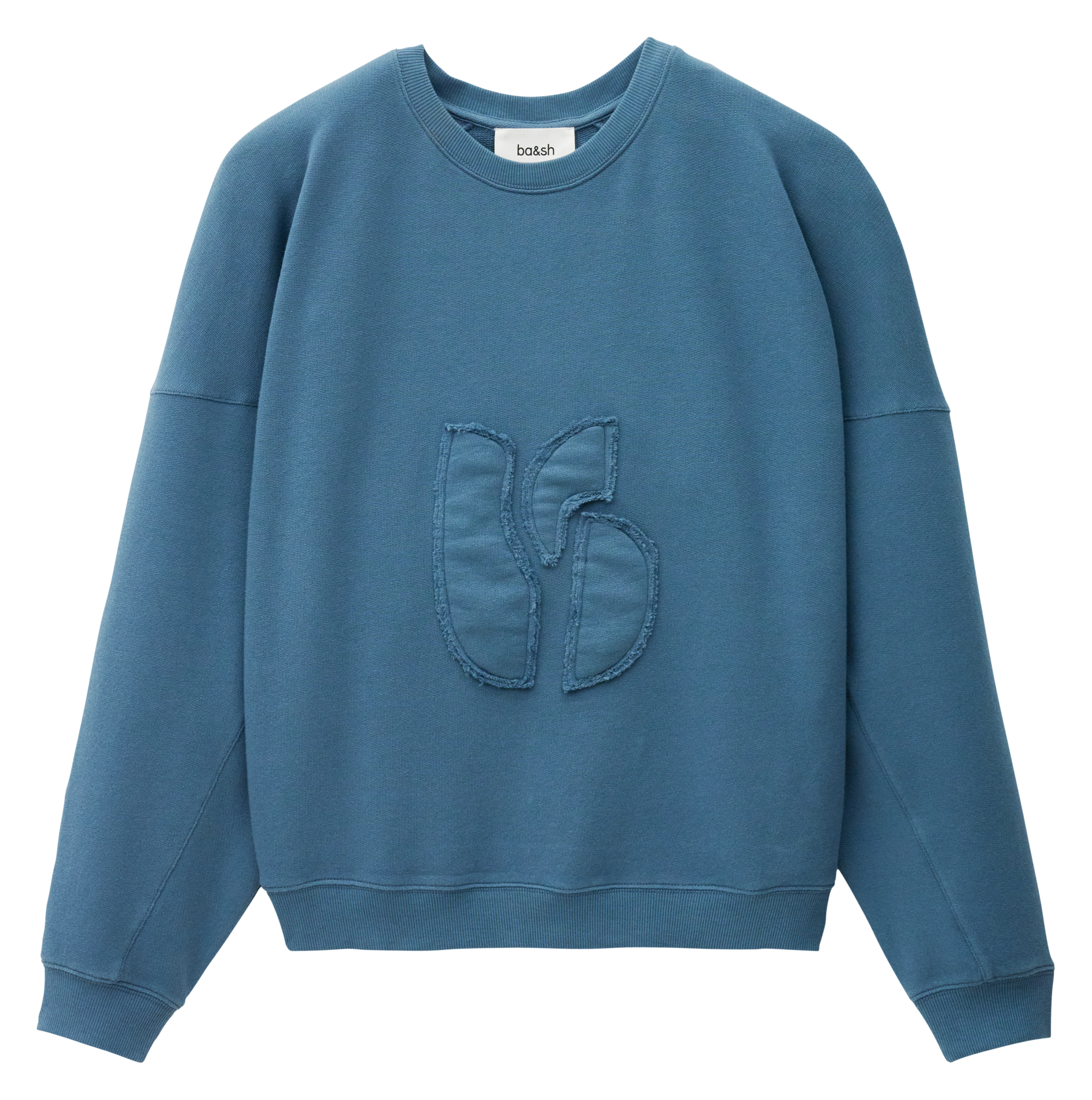 Wijde sweater met ronde hals en borduursel. BA&SH Blauw