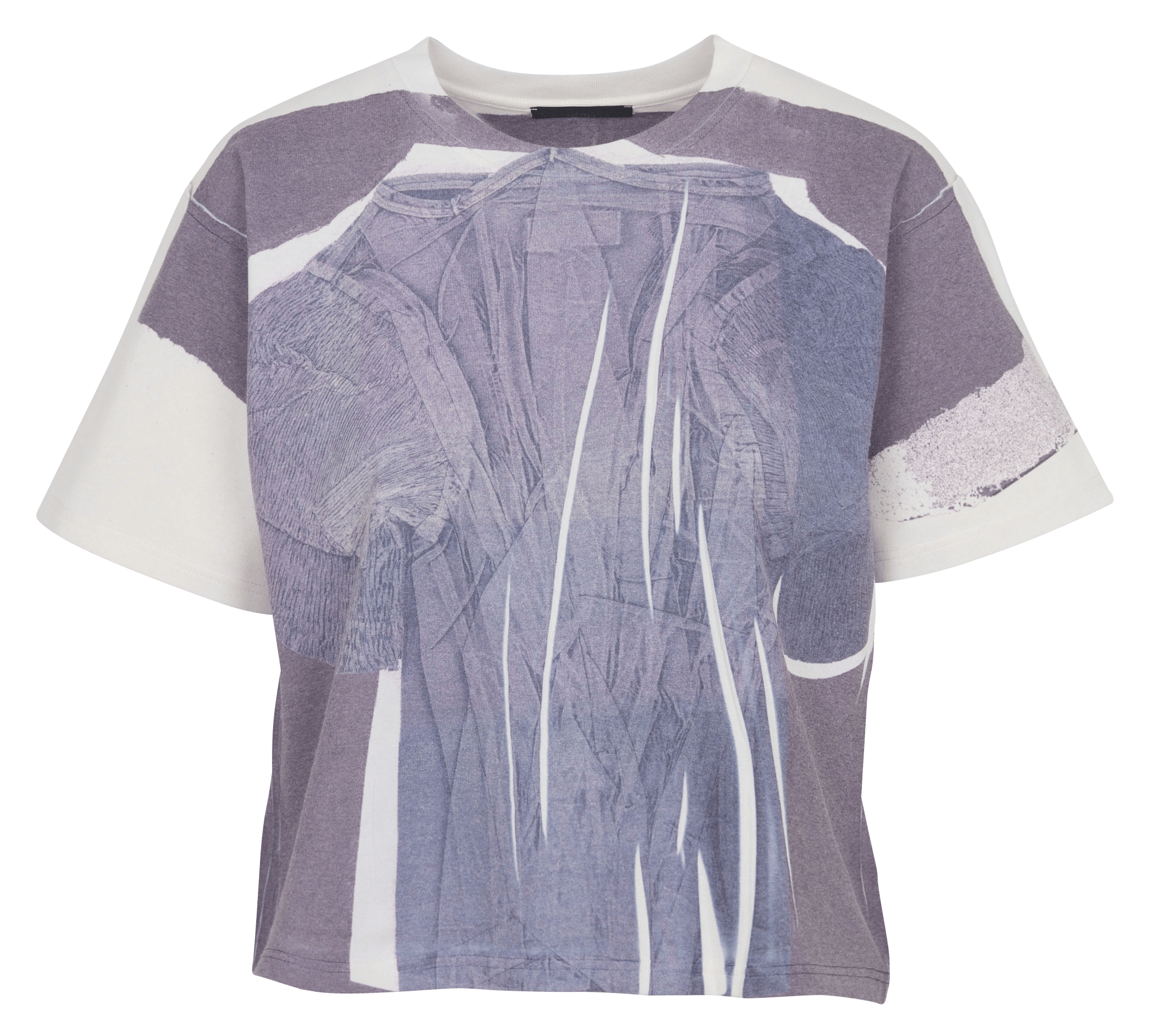 Straight round neck printed t-shirt in blended cotton COTELAC Blue