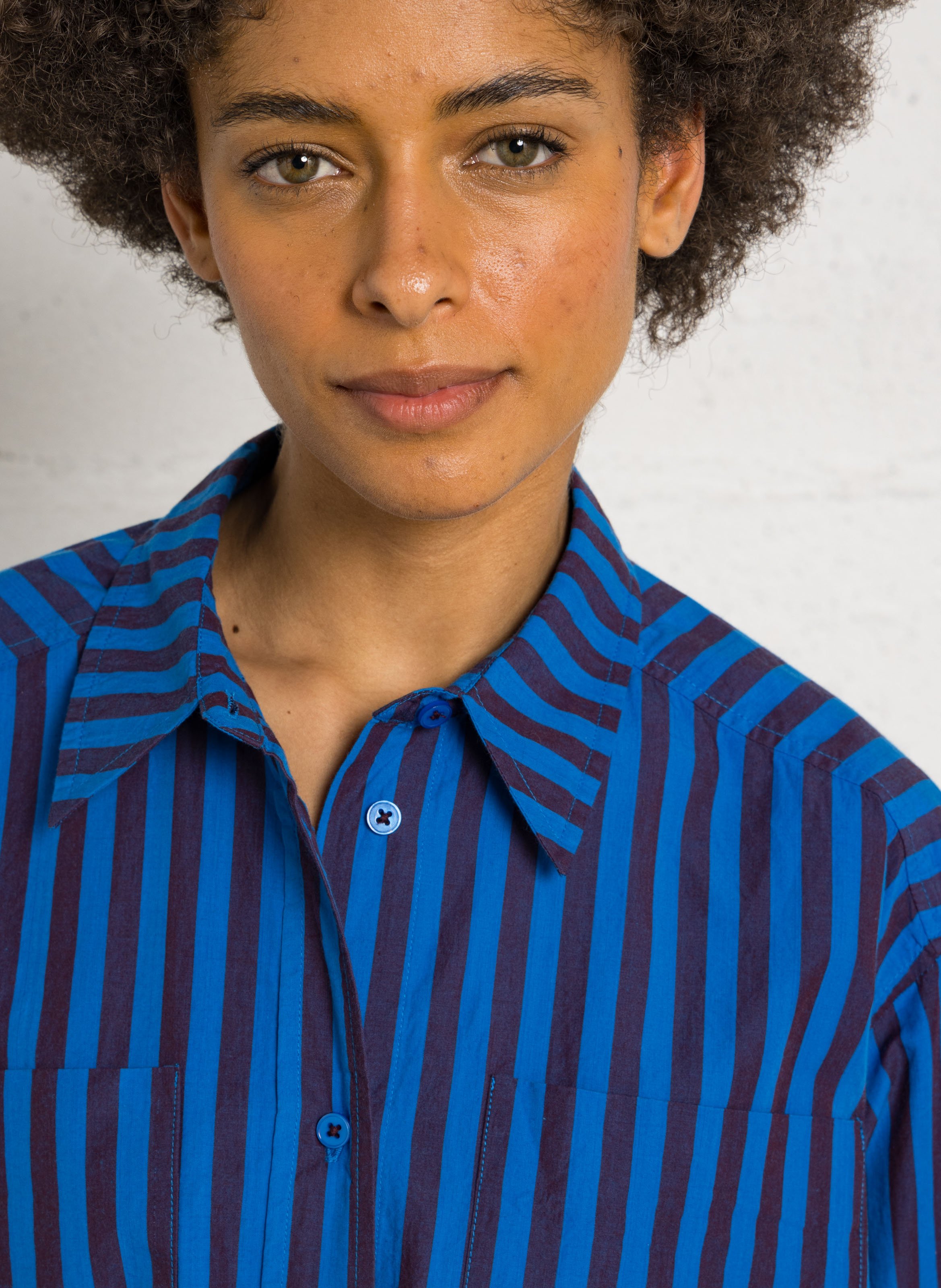 Weites Hemd mit Bio-Baumwollstreifen LEON & HARPER Blau