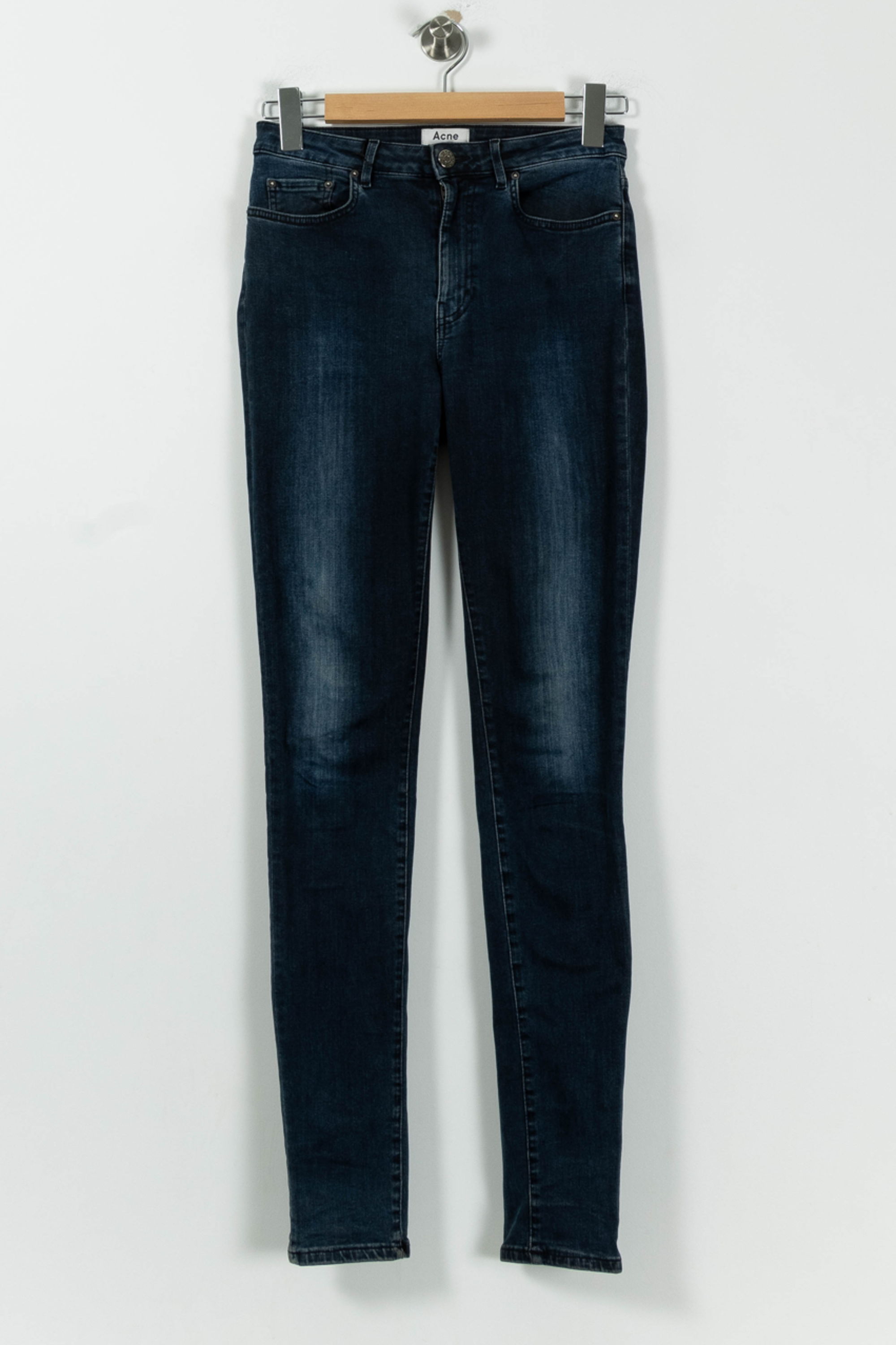 Cropped slim jeans with studs ACNE STUDIOS - Seconde Main Blue