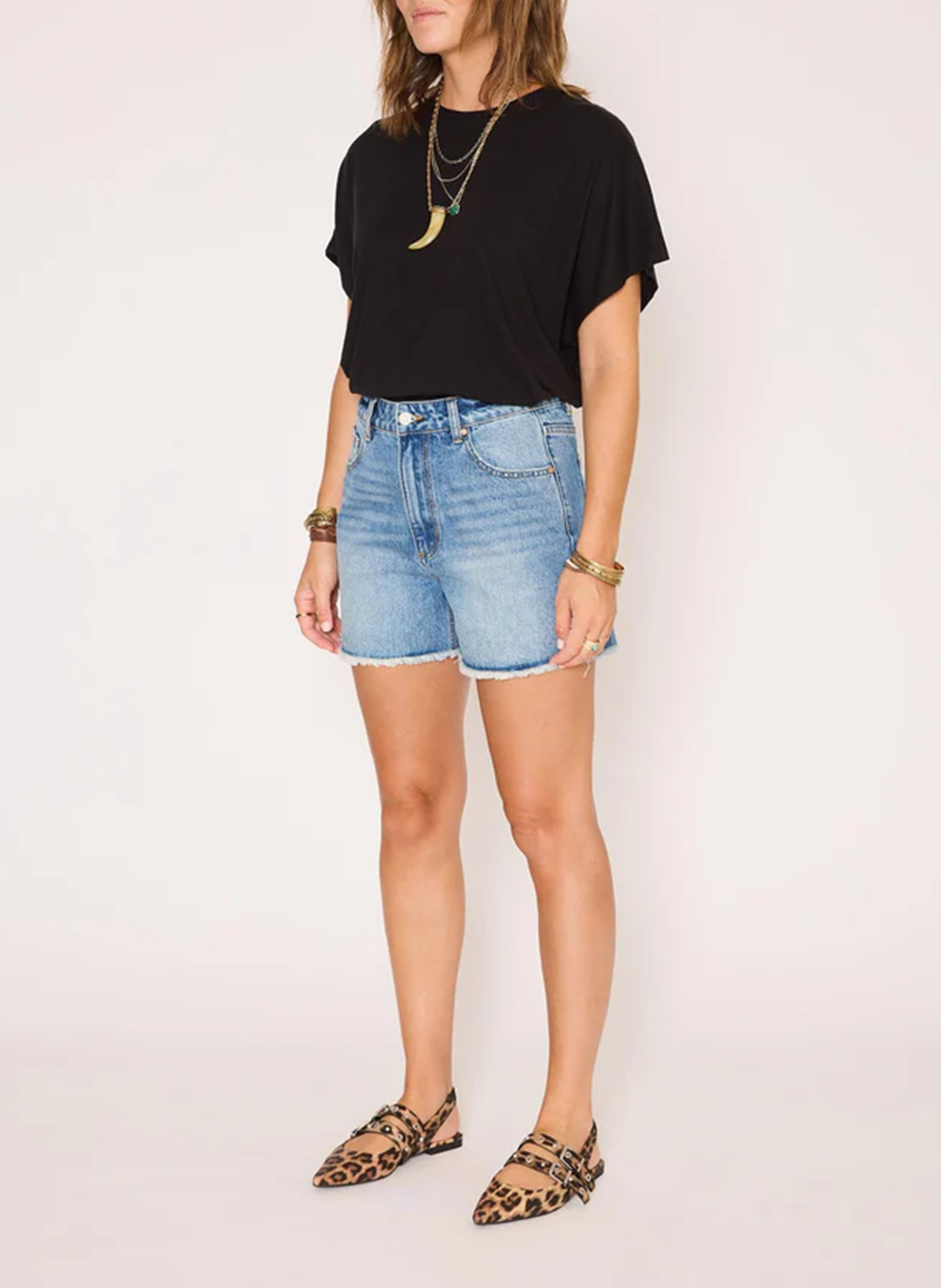 Straight-leg cotton denim shorts MKT Blue