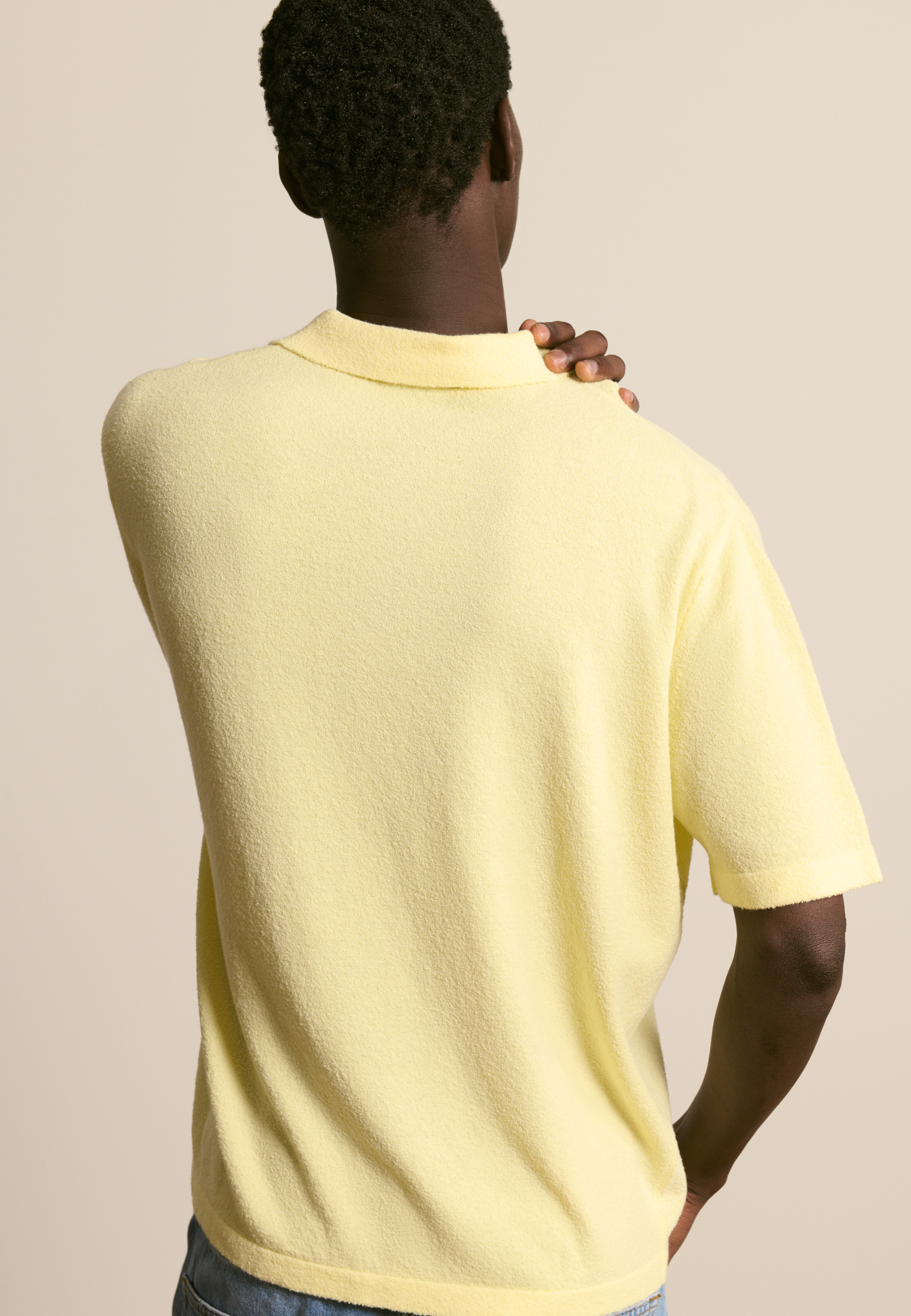 Polo en coton bouclette MAISON MONTAGUT Jaune