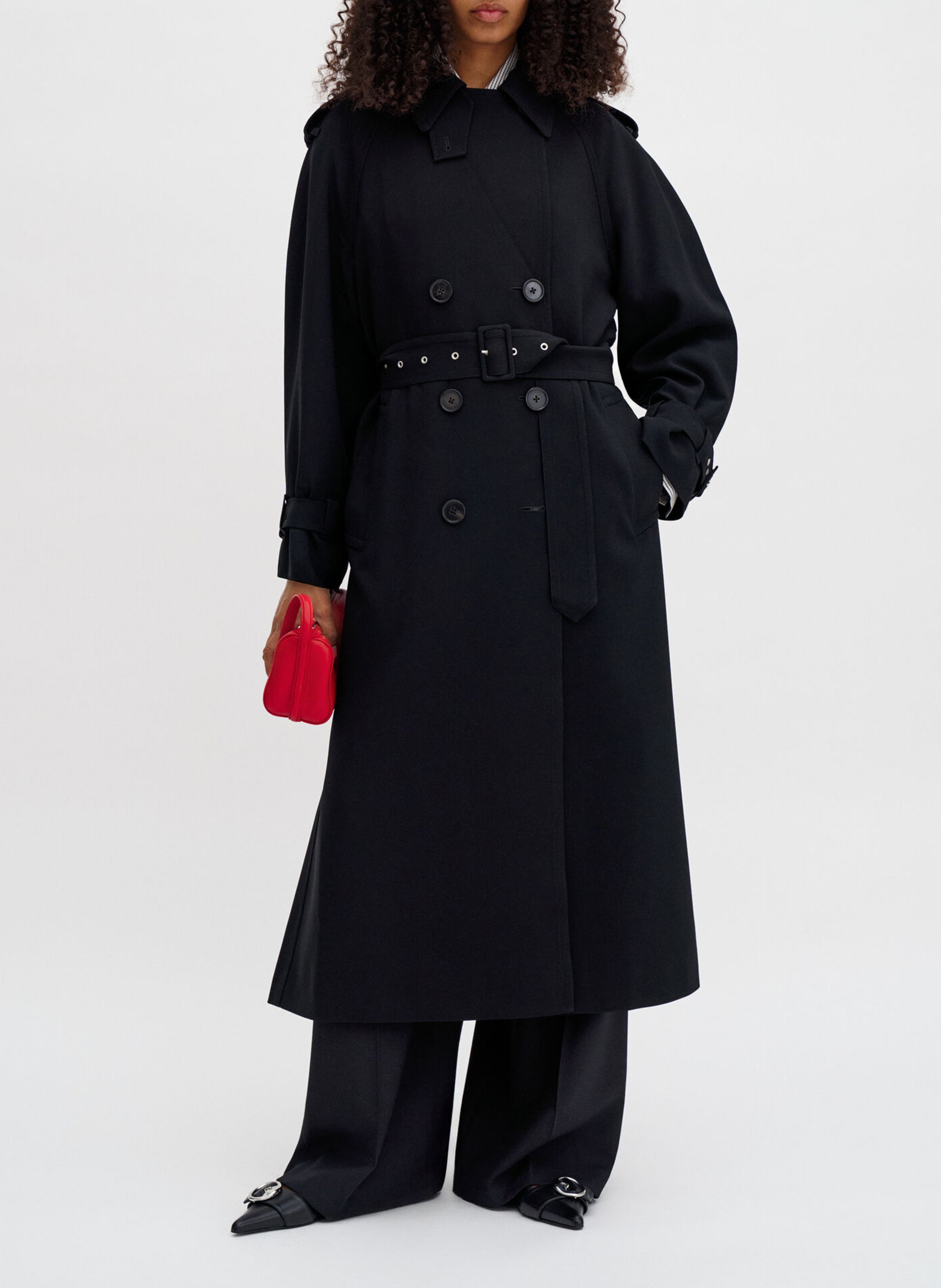 Belted straight coat in solid color FILIPPA K Black