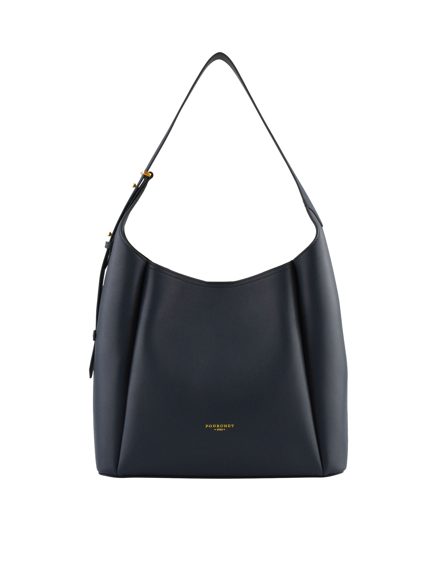 Sac porté épaule en cuir de vachette POURCHET Bleu