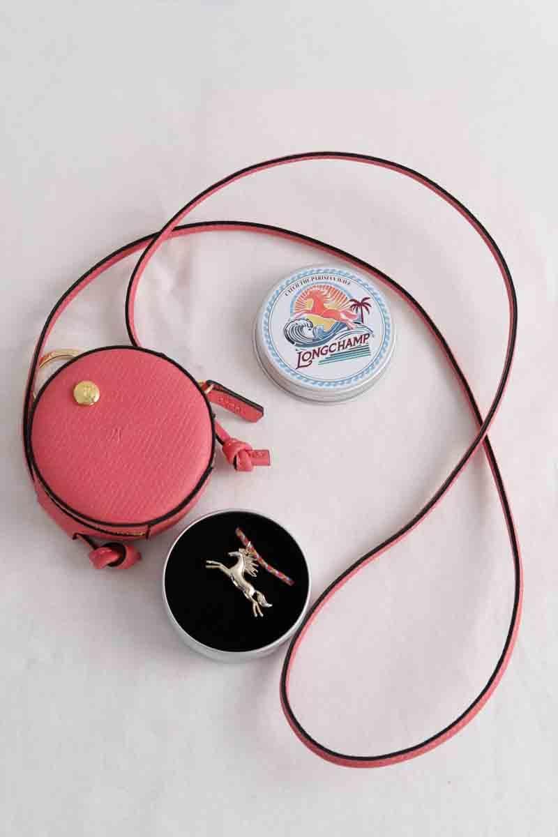 Minimalist drawstring coin purse LONGCHAMP - Seconde Main Pink