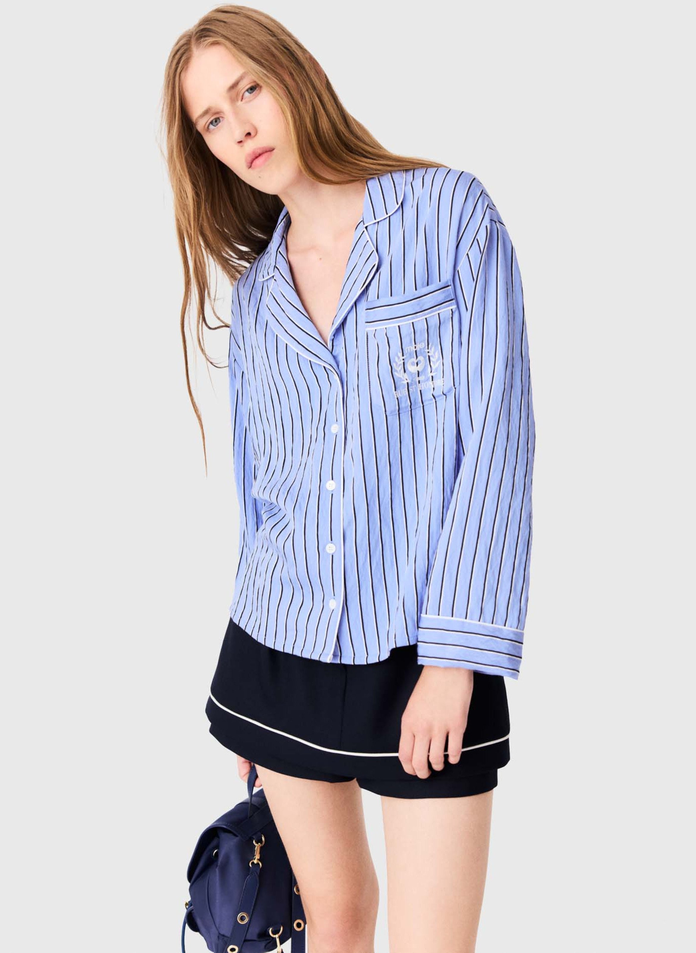 Rechte gestreepte blouse met losse pasvorm MAJE Blauw