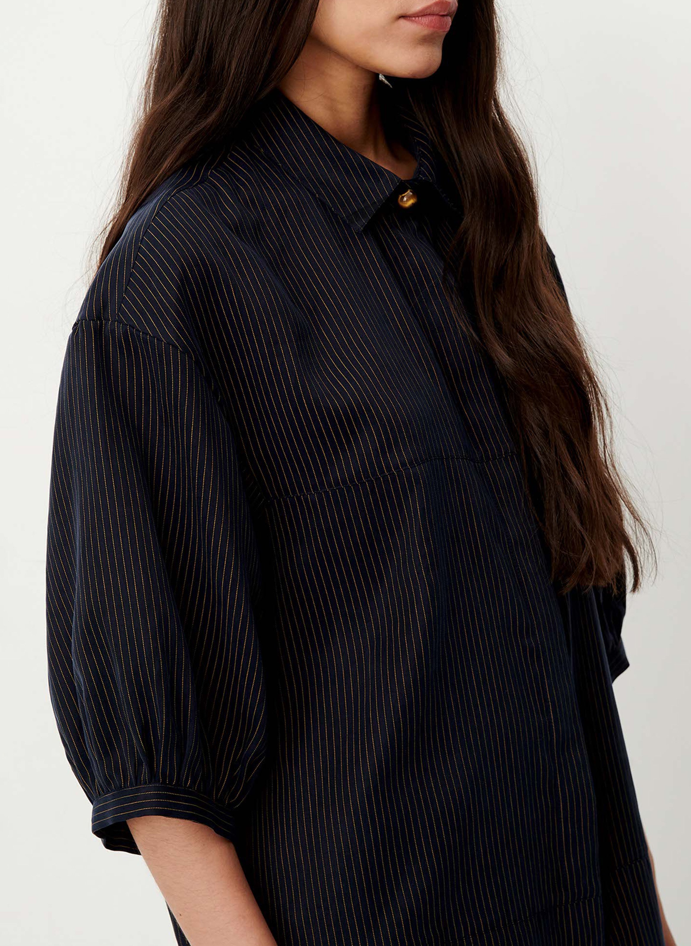 Short straight dress with classic striped collar SESSUN Blue