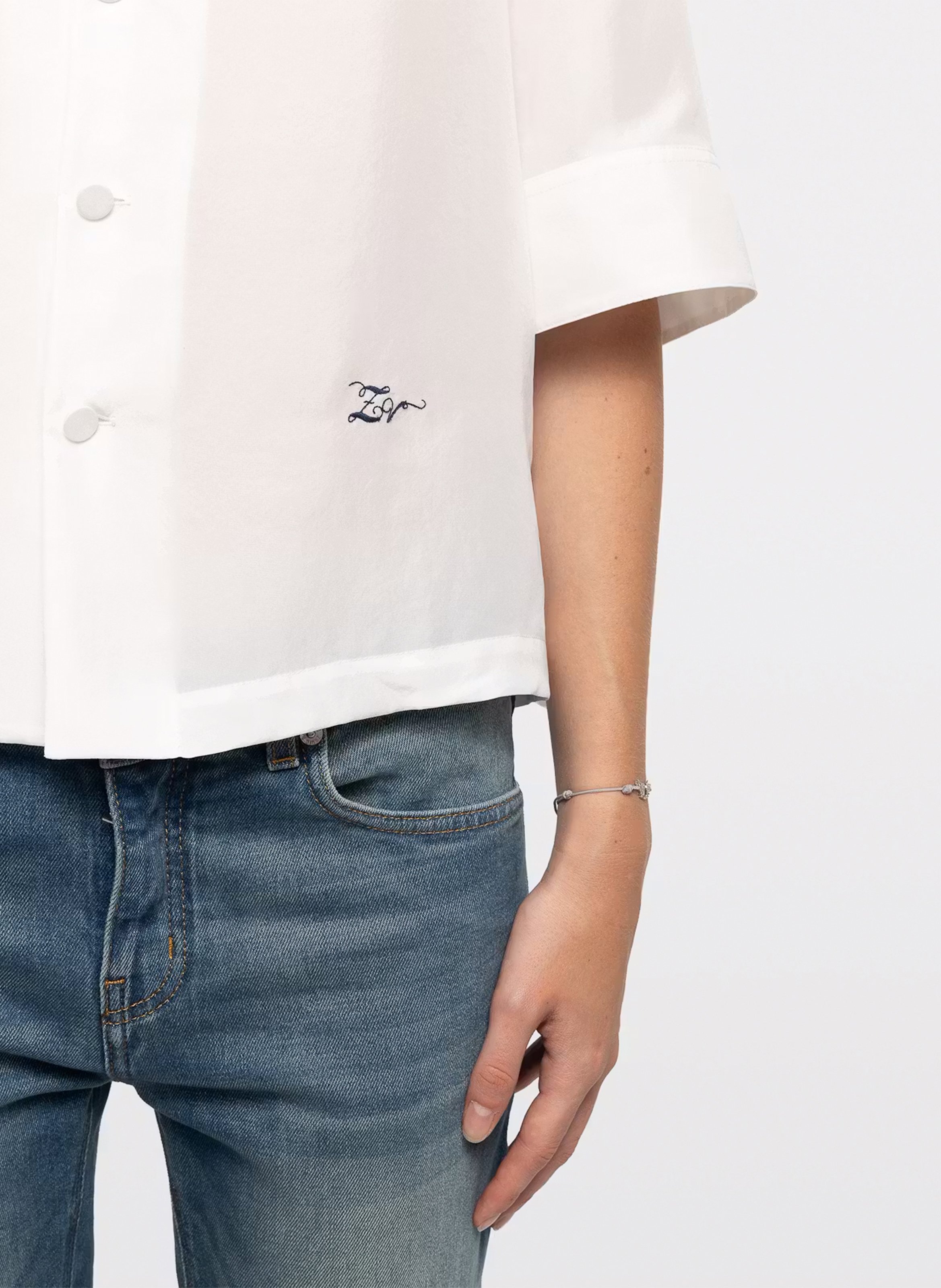 Straight-cut silk shirt with classic collar ZADIG&VOLTAIRE White