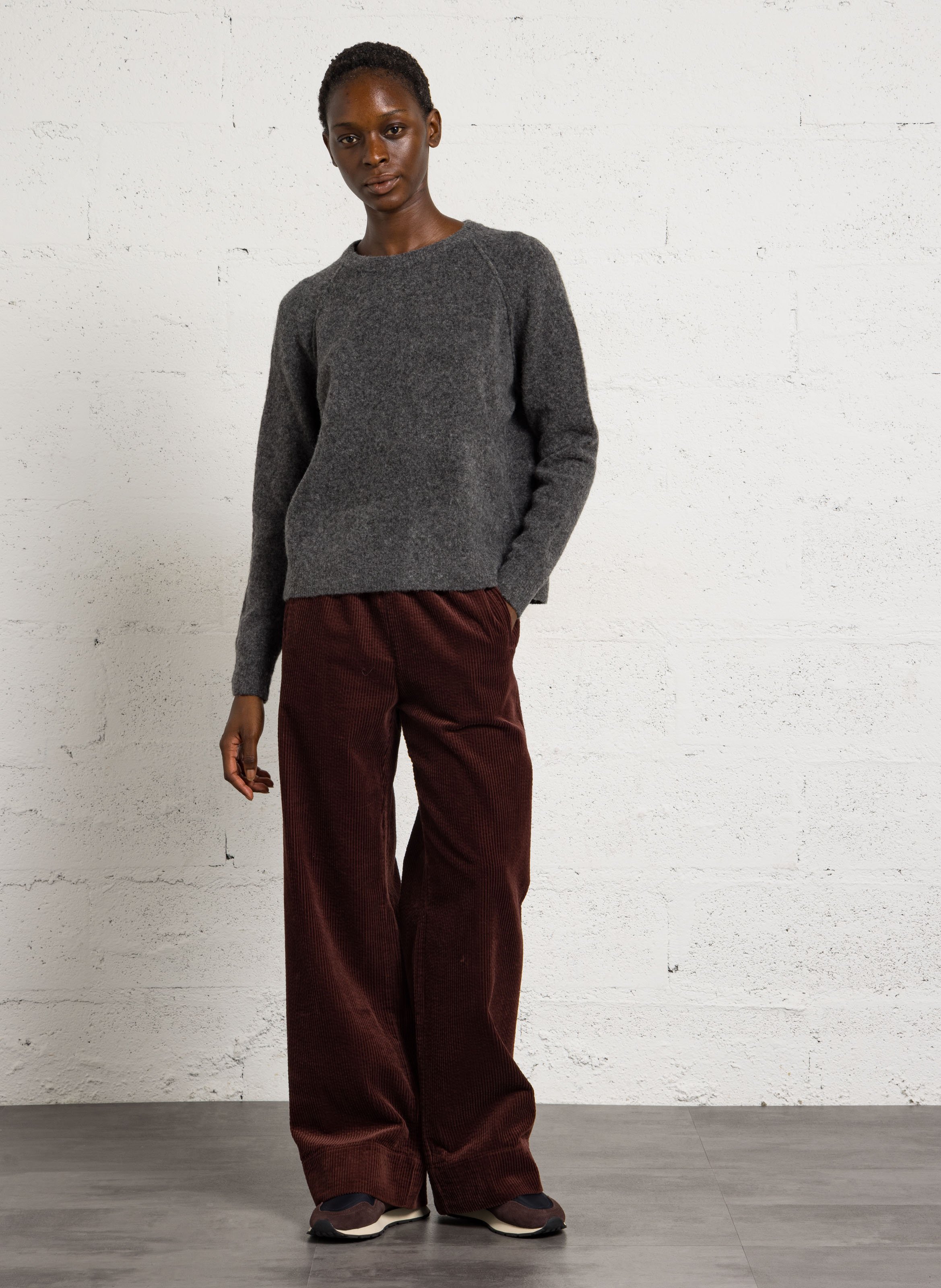 Rundhalsausschnitt-Pullover aus Alpaka und Wollegemisch JC SOPHIE Grau