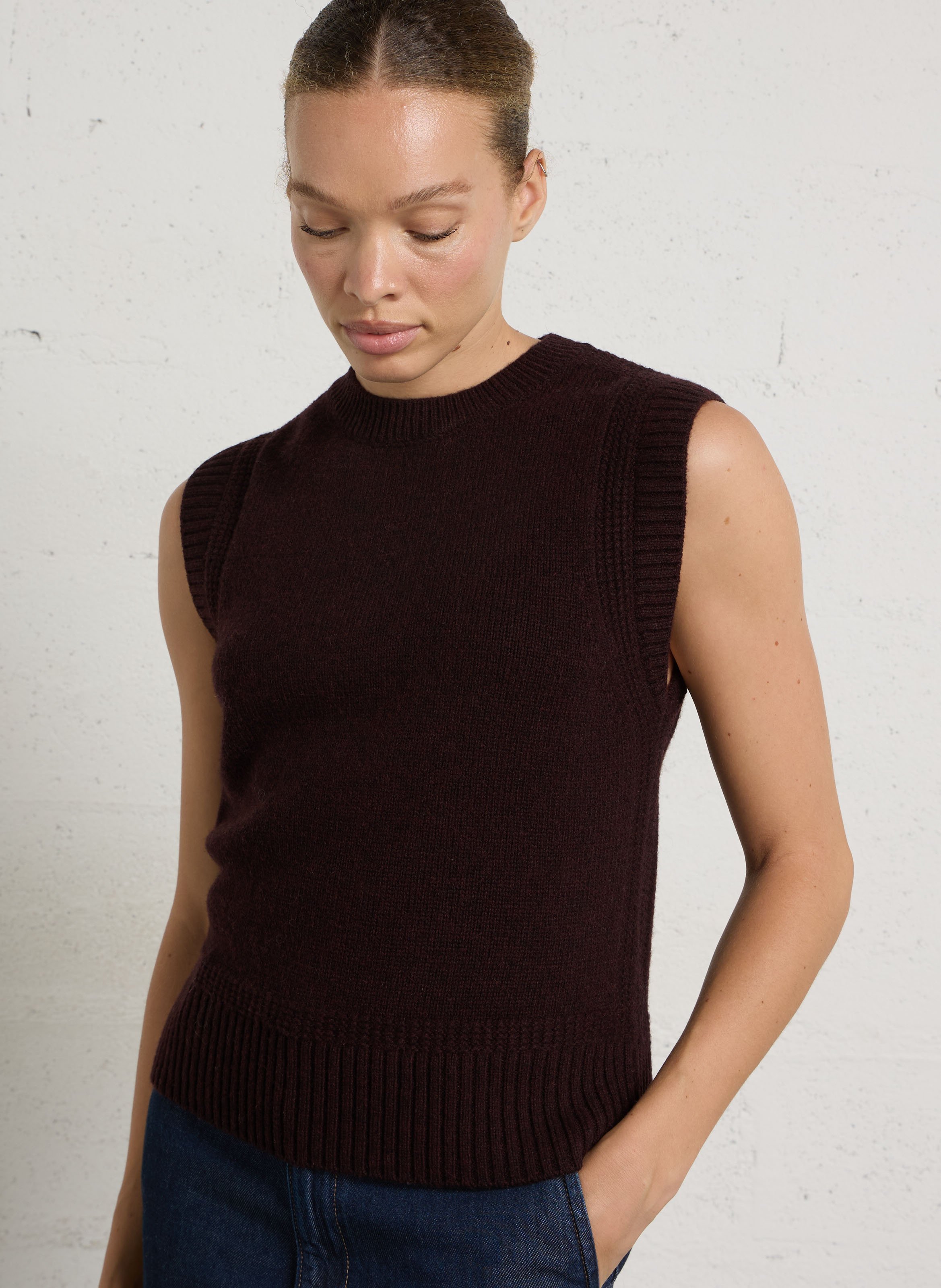 Pull col rond en laine MAISON 123 Violet