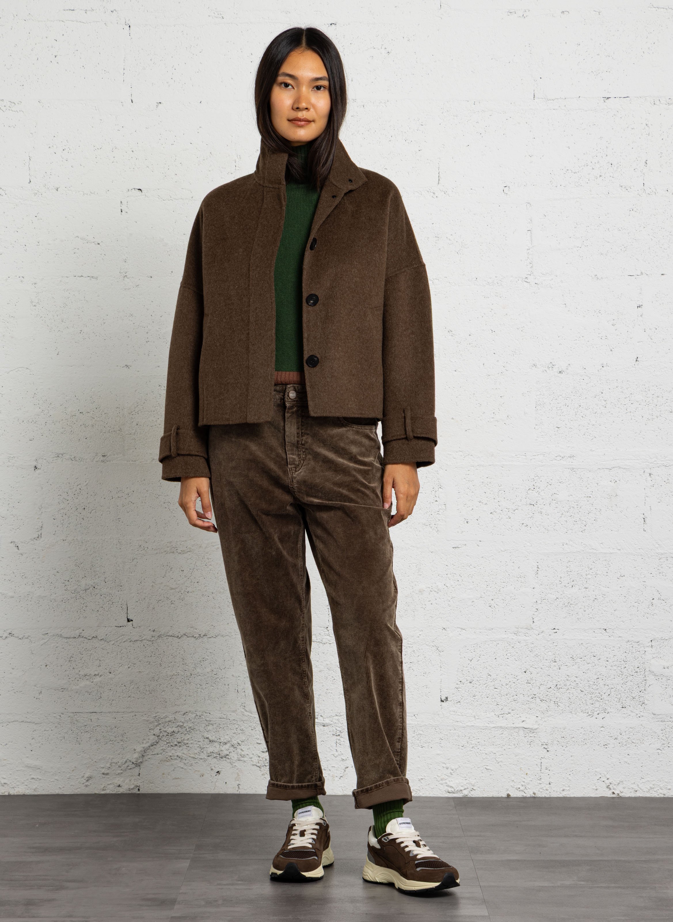 Manteau ample court en laine mélangée HARTFORD Marron