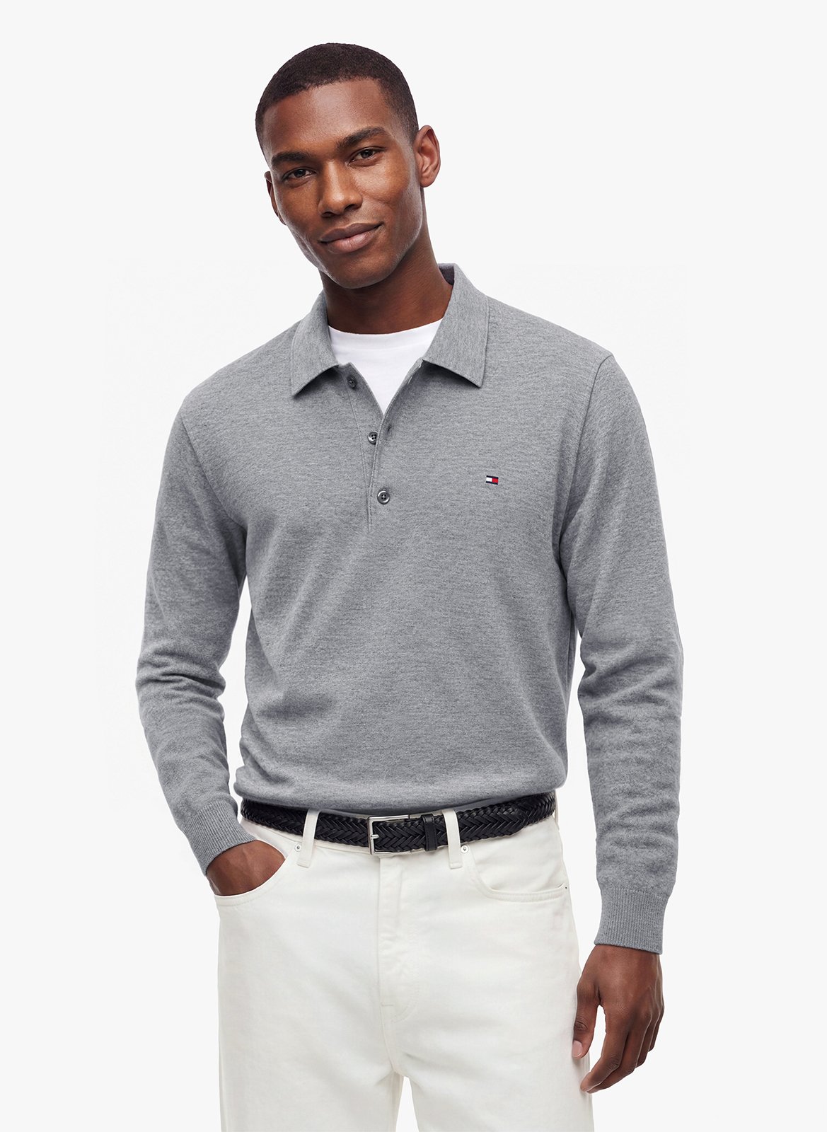 Polo droit en coton bio mélangé TOMMY HILFIGER