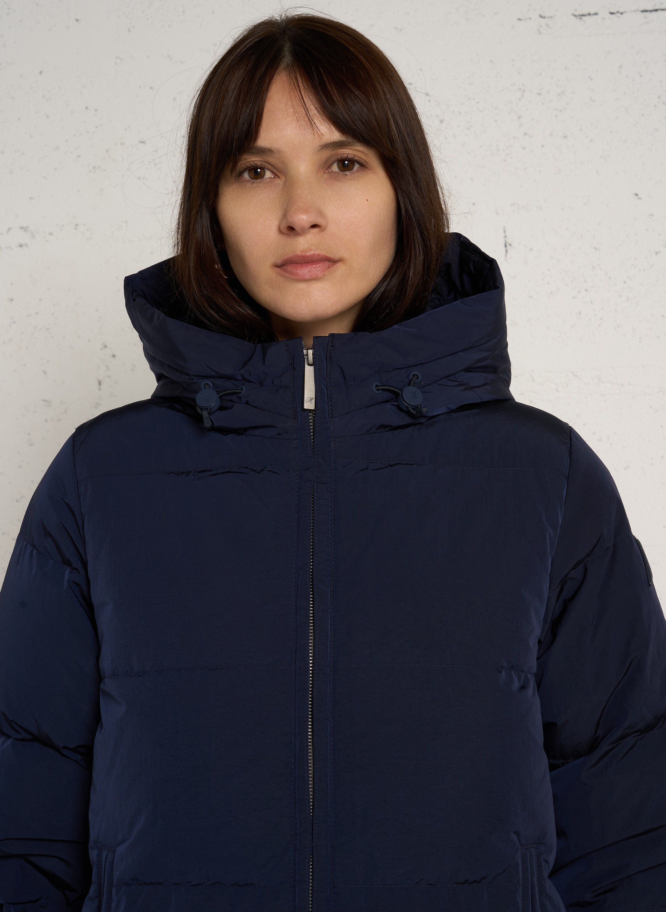 Gerade geschnittene, mittellange gesteppte Daunenjacke K-WAY Blau