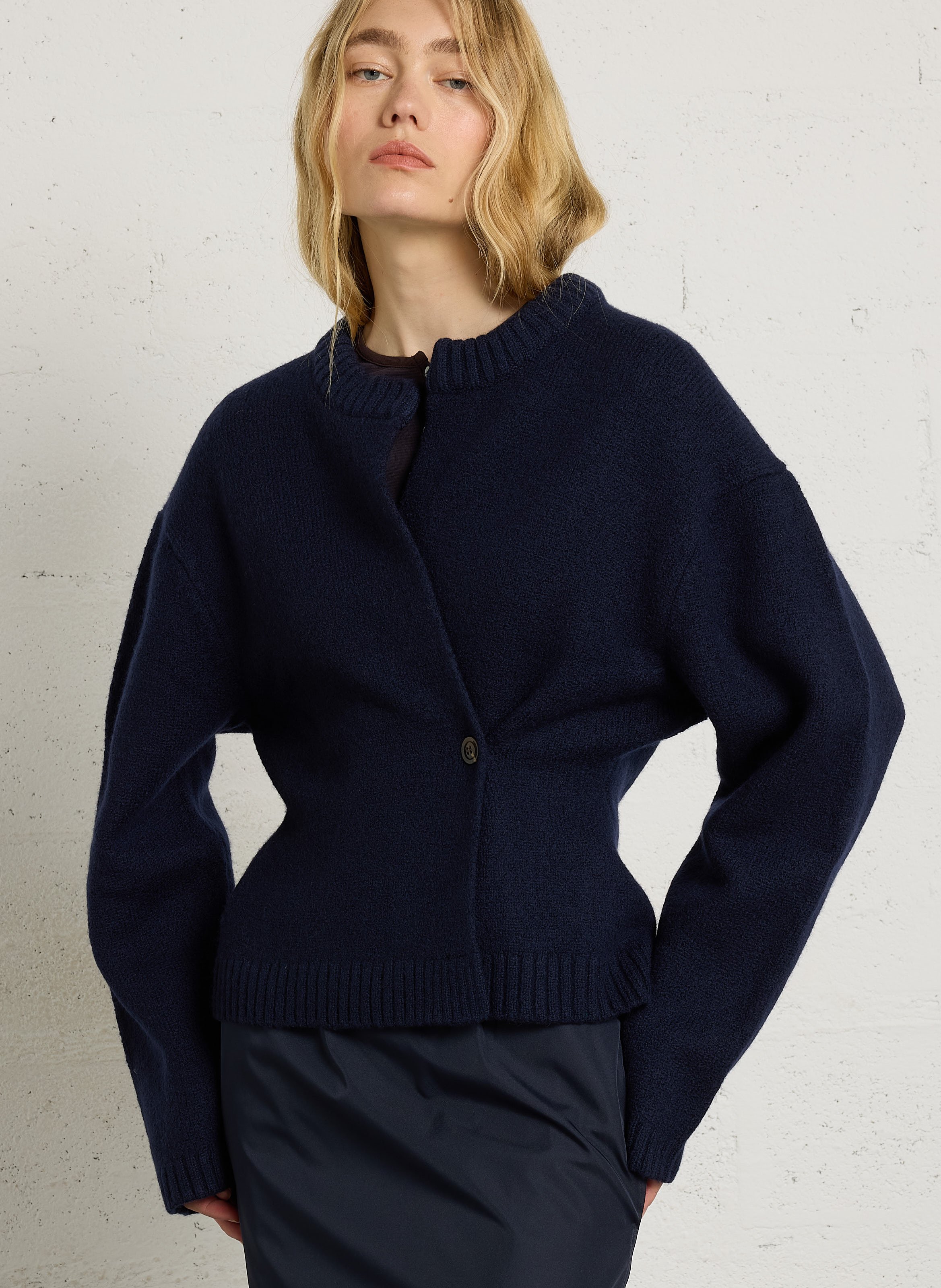 Gerader Cardigan aus Mischwolle SOEUR Blau