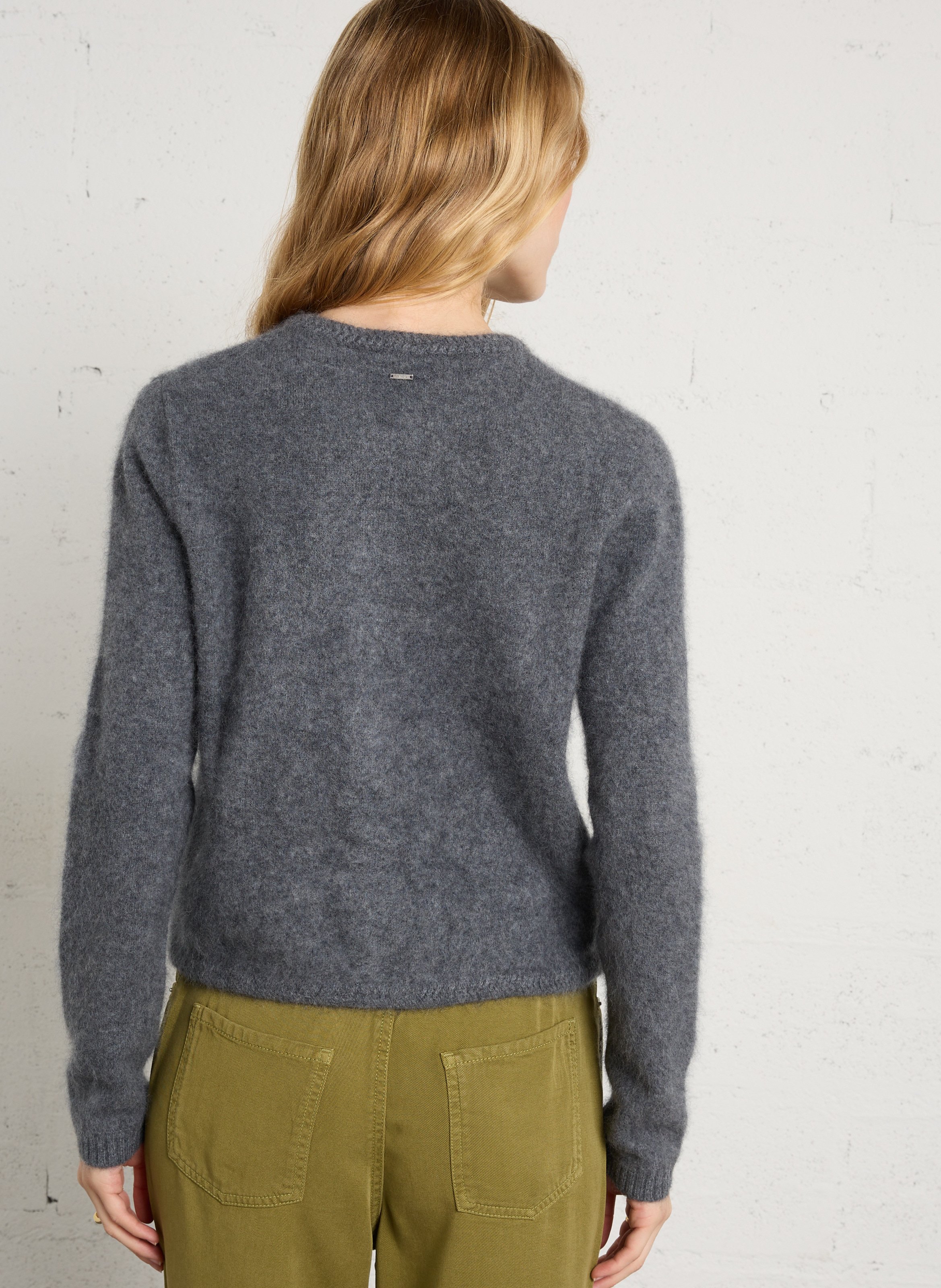 Strickjacke aus Wolle mit Rundhalsausschnitt IKKS Grau