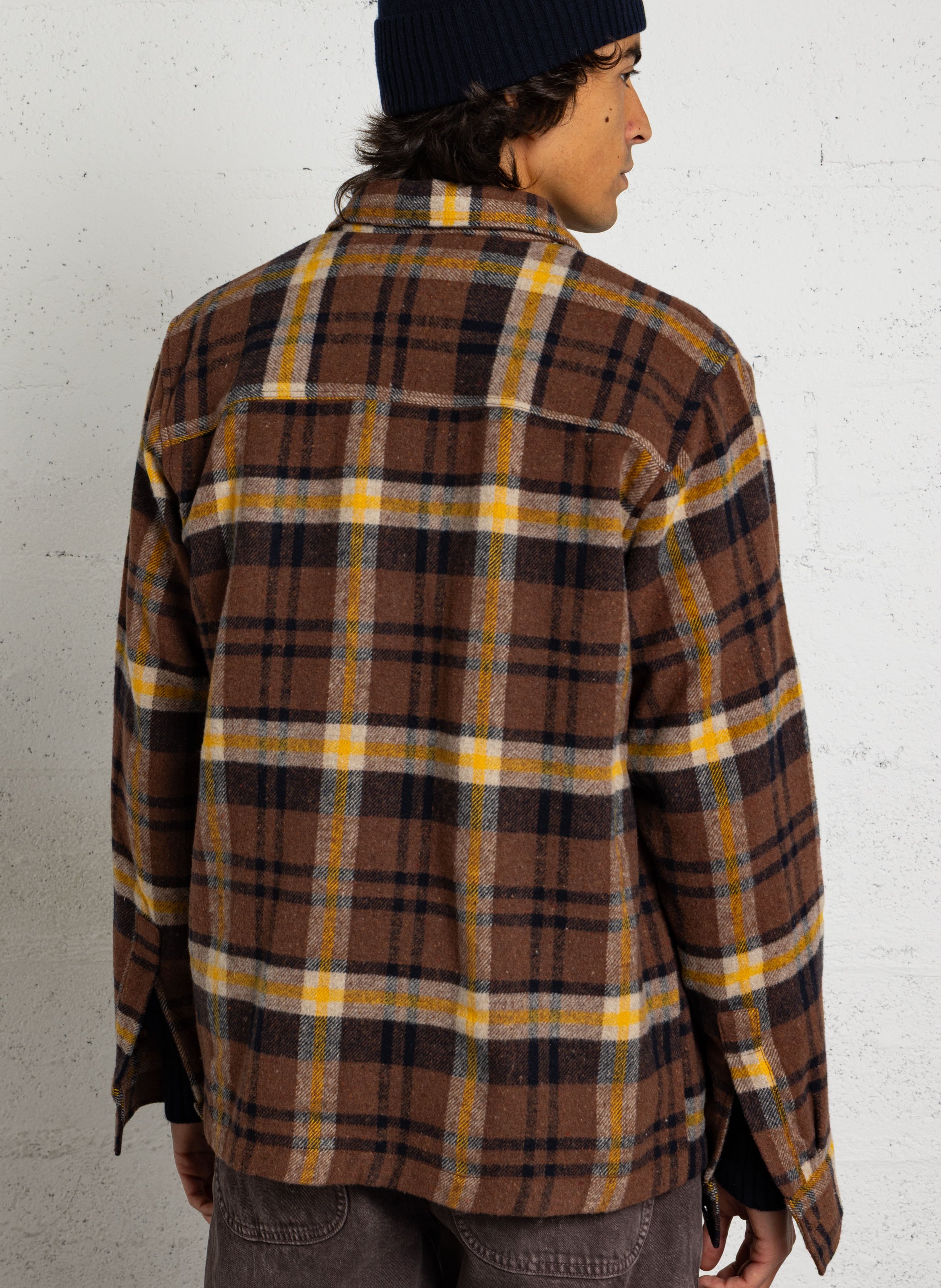 Checked overshirt SCHOTT Brown