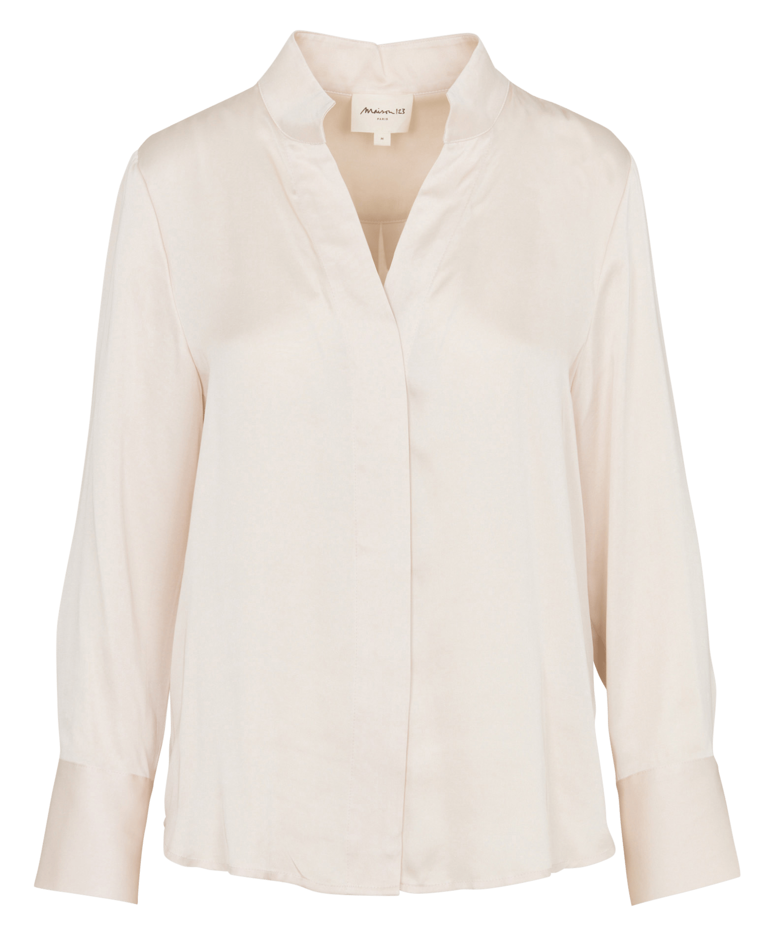 Blouse fluide satinée à col tunisien MAISON 123 Beige