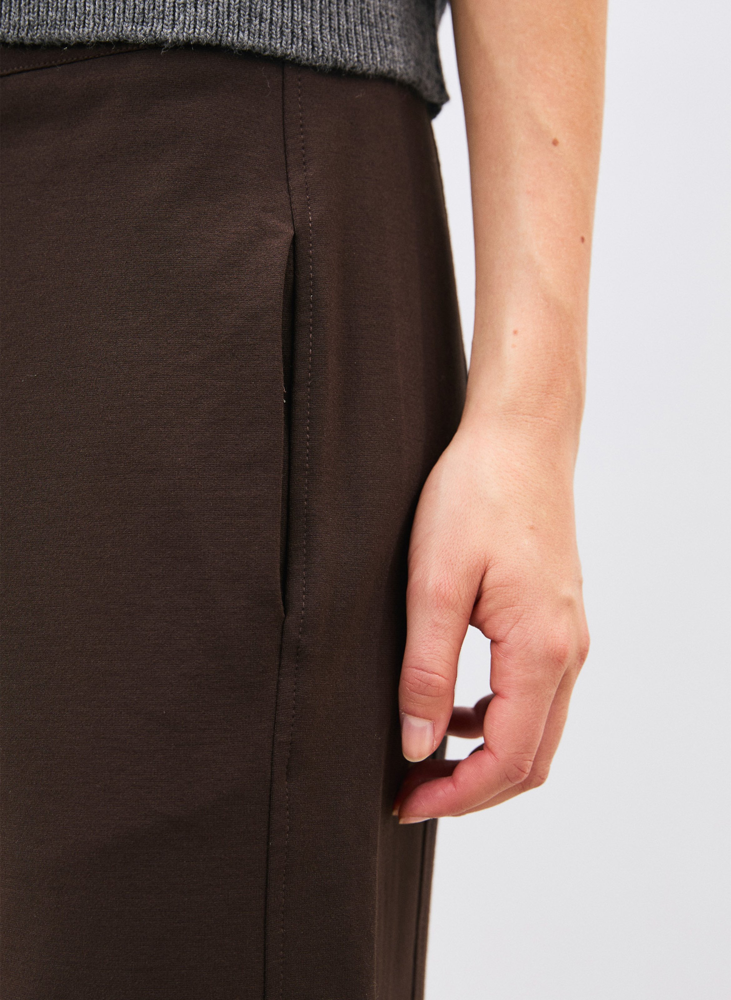 Pantalon large taille haute HUMILITY Marron