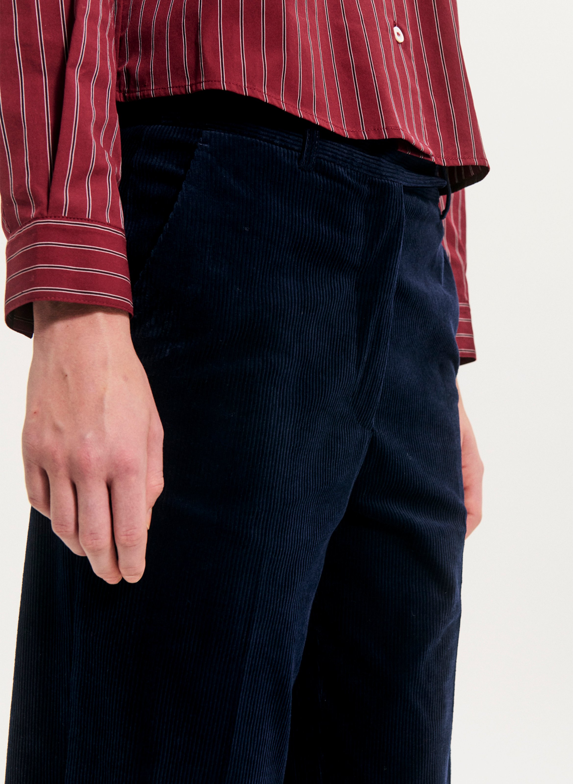 Pantalon droit en coton mélangé PABLO Bleu