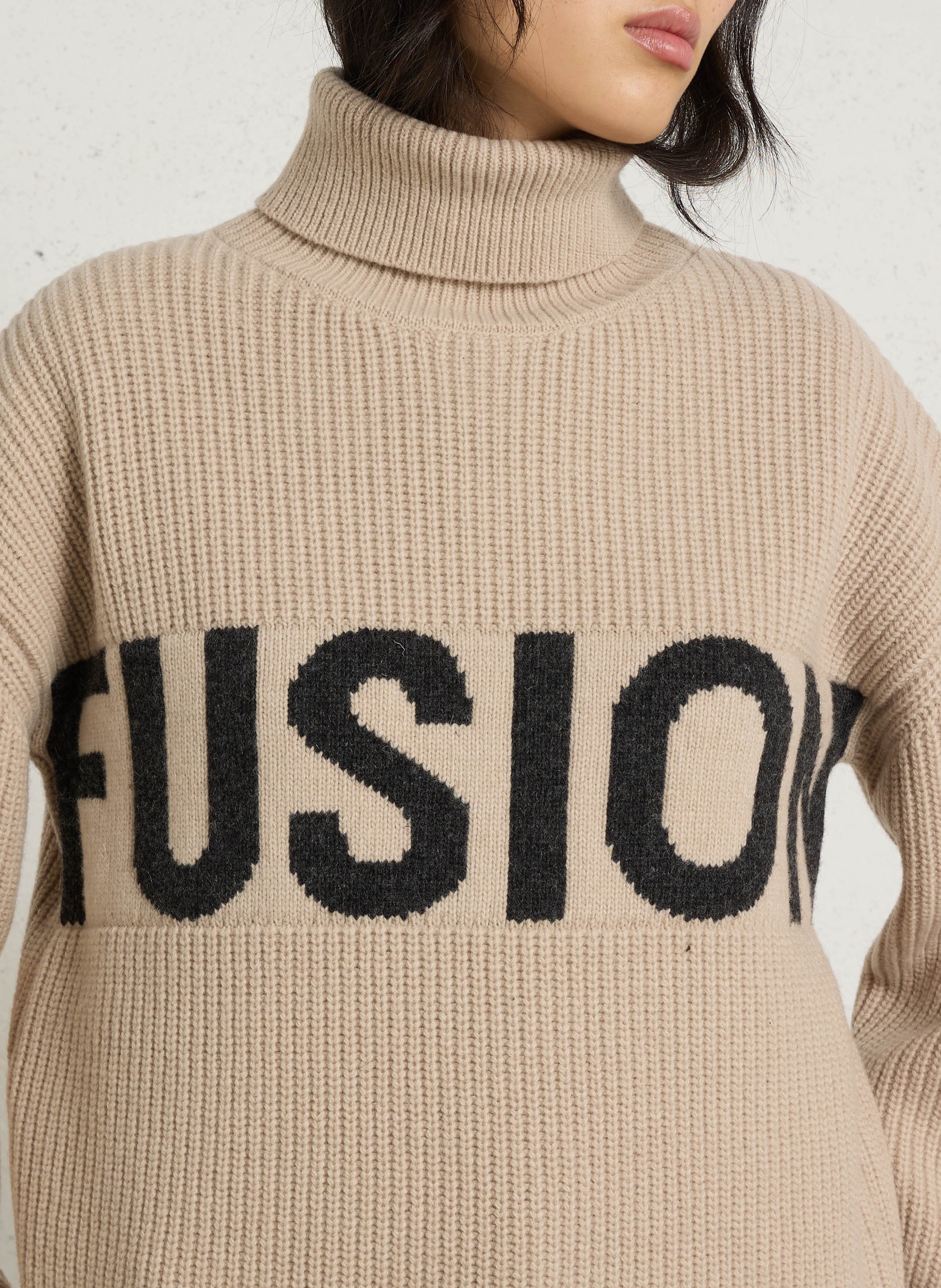 Pull ample col roulé en laine mélangée MAISON 123 Gris