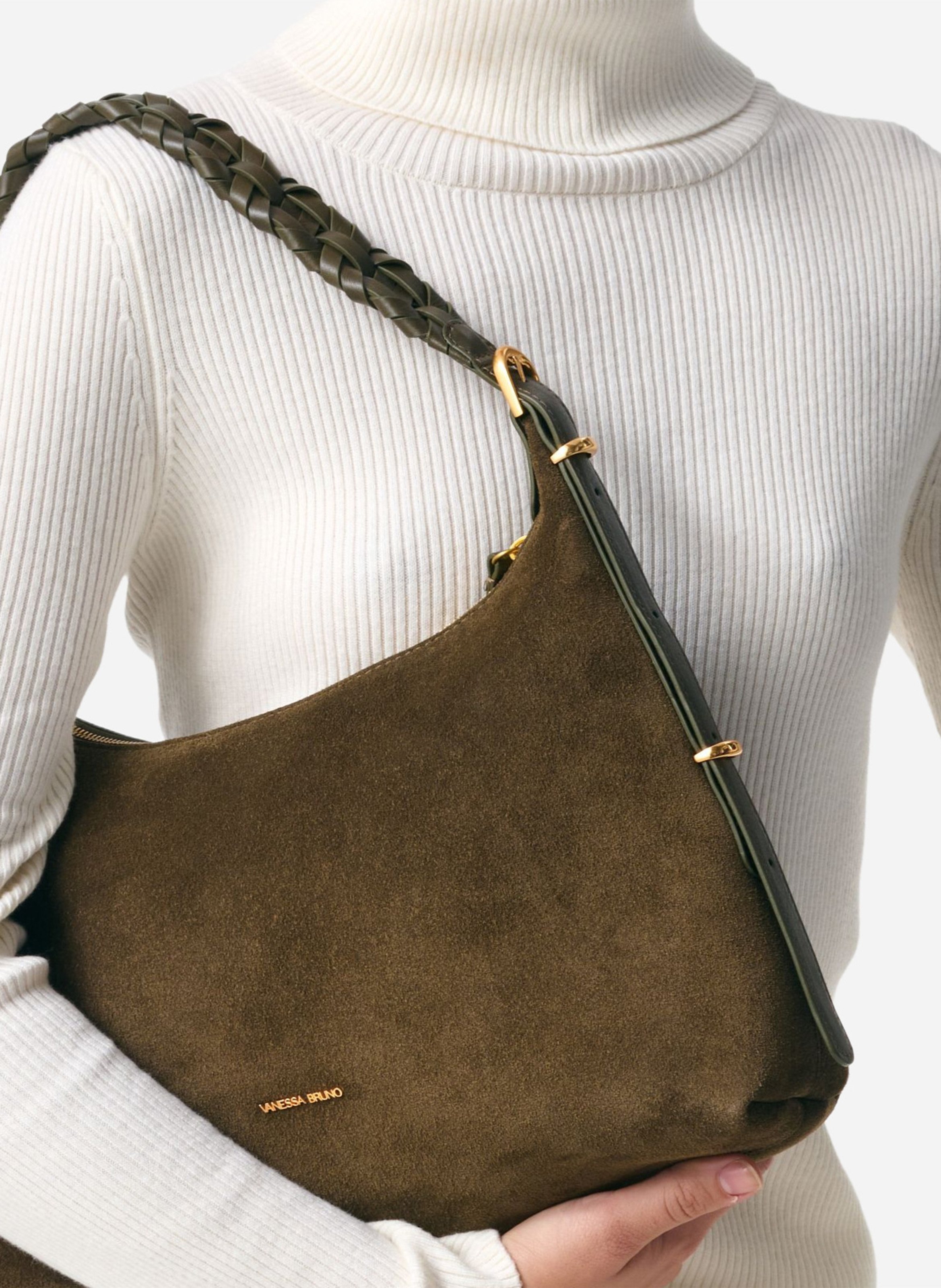 Sac porté épaule en cuir VANESSA BRUNO Kaki
