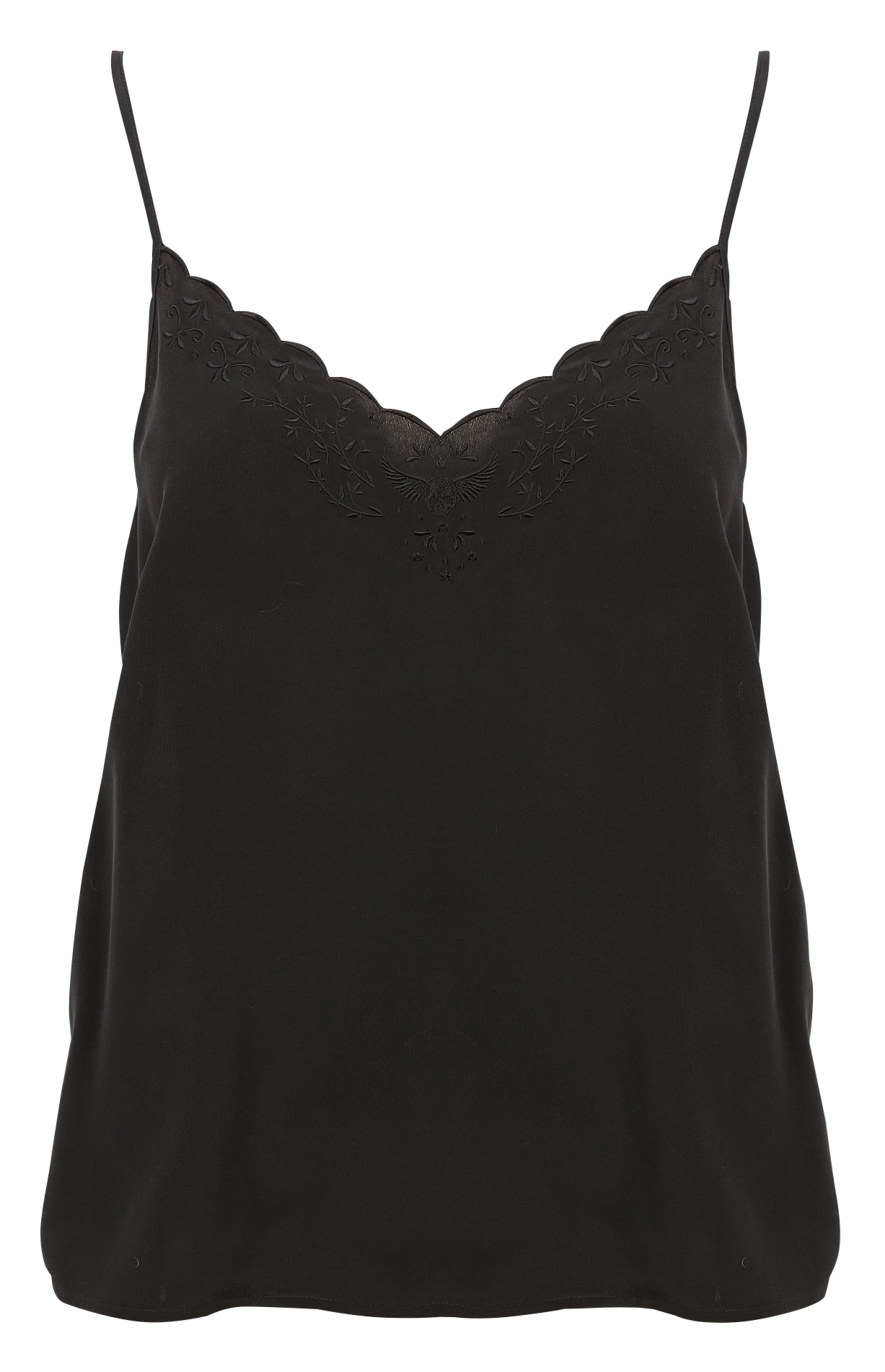 Strappy silk V-neck camisole IKKS Black