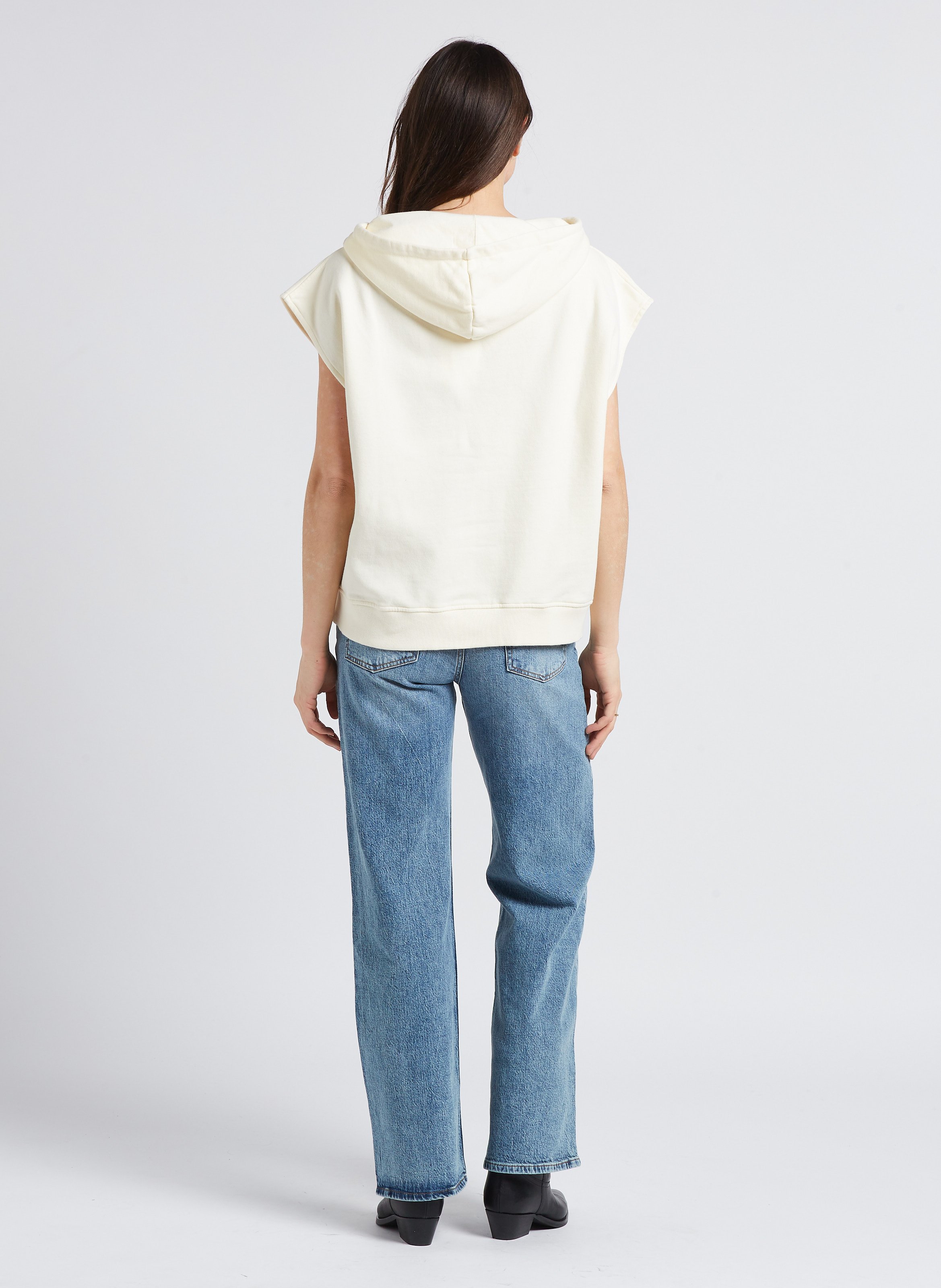 Sweat ample sans manches en coton sérigraphié SWILDENS Blanc