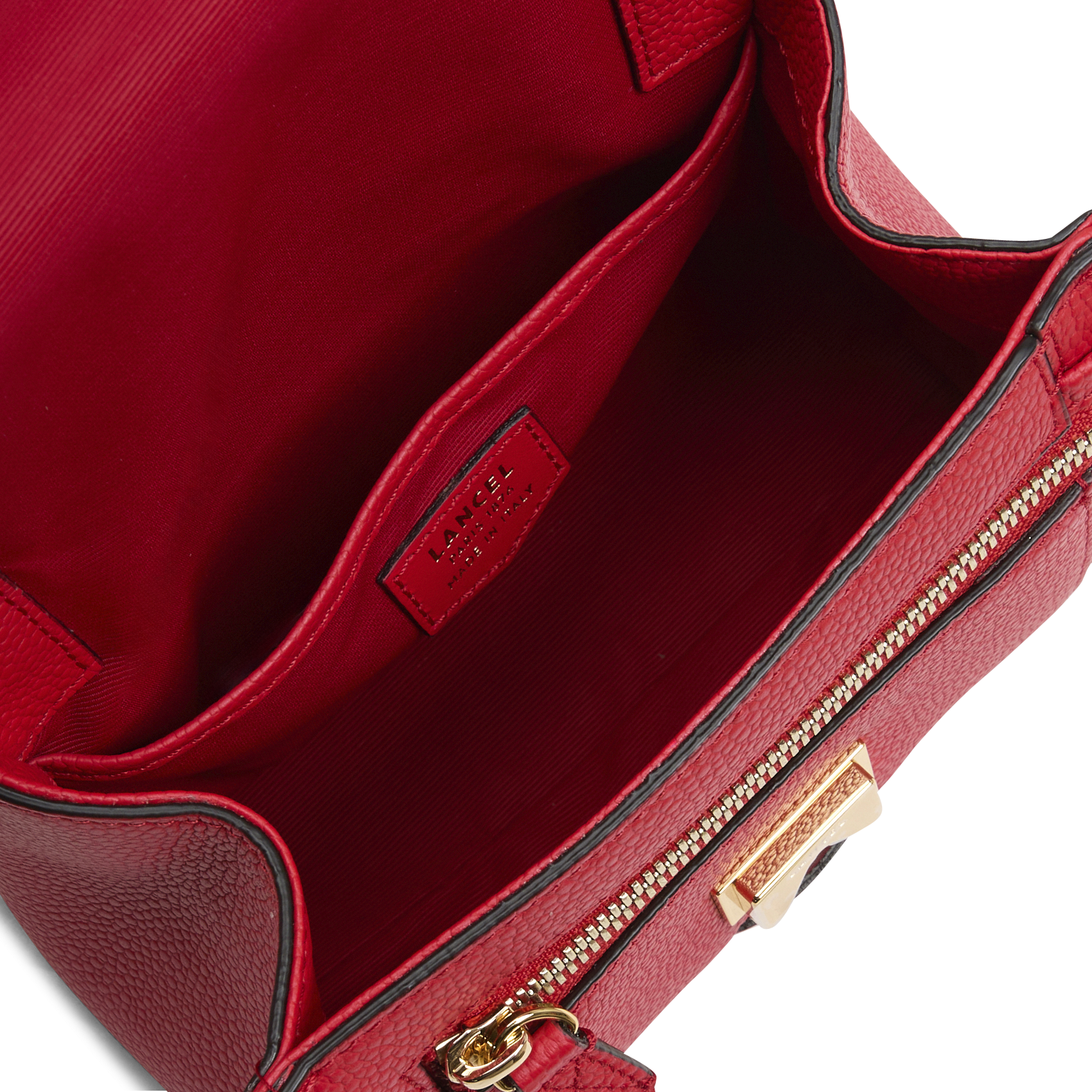 Sac à rabat petit modèle en cuir grainé LANCEL Rouge