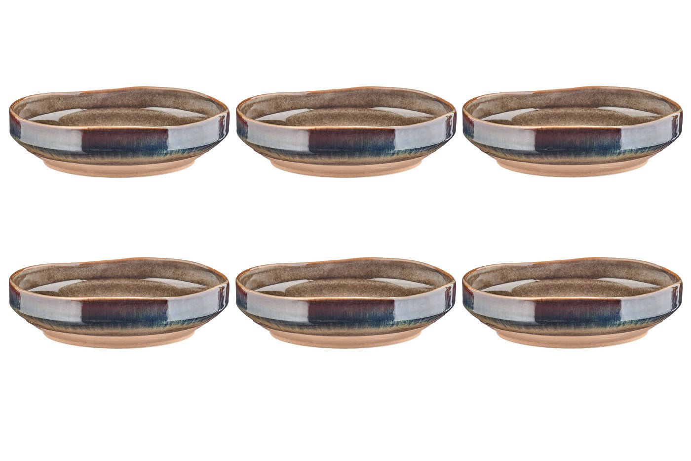Stoneware deep plate - 6 pieces BJORN Brown