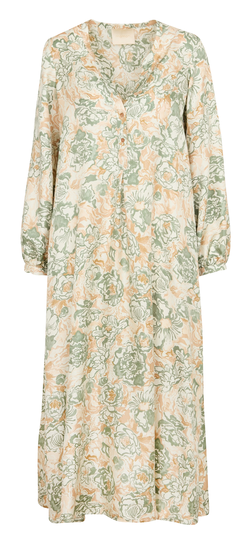 Langes Seidenkleid mit Druck Mehrfarbig