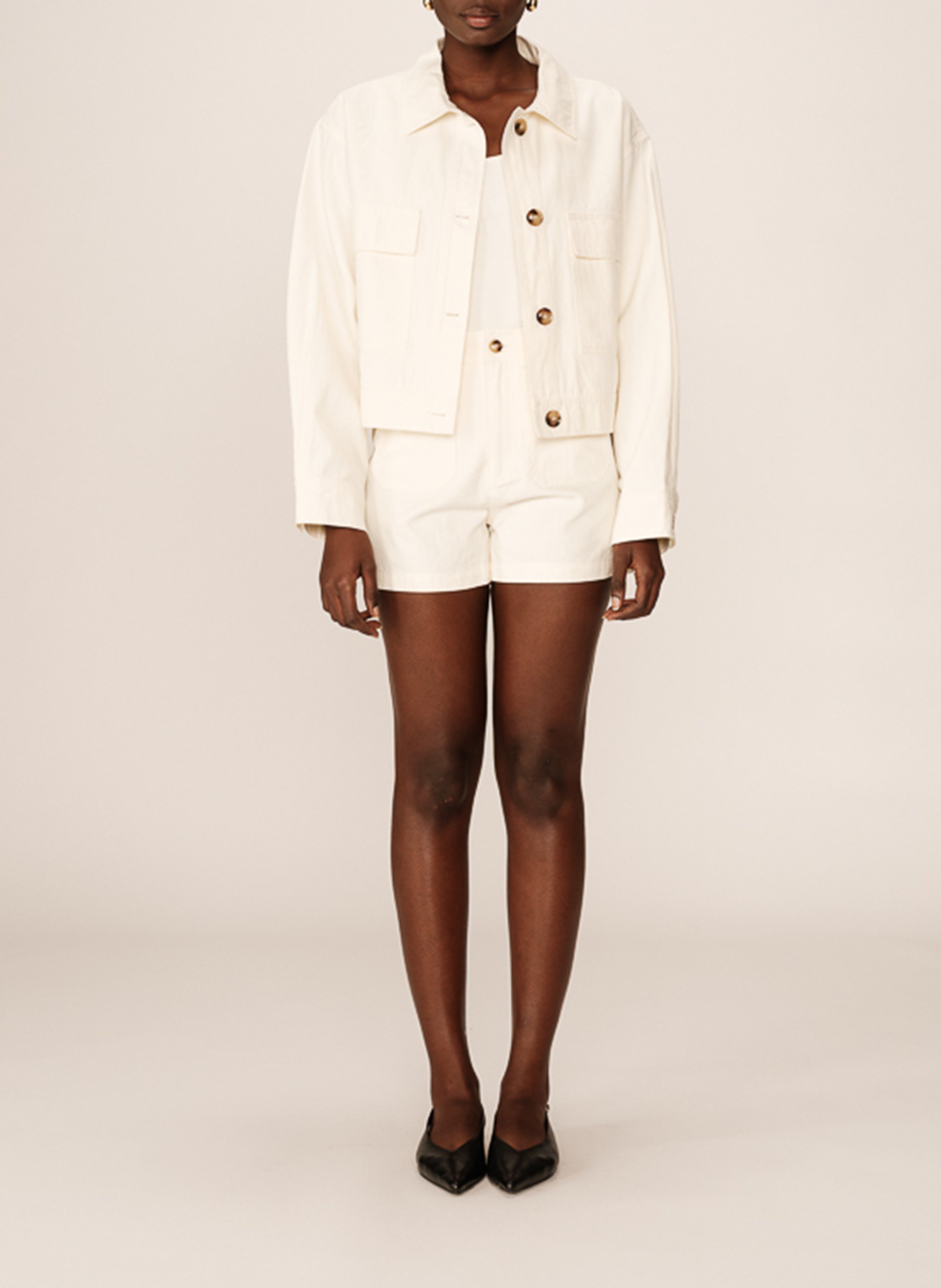 Shirt collar cotton jacket GRACE ET MILA White