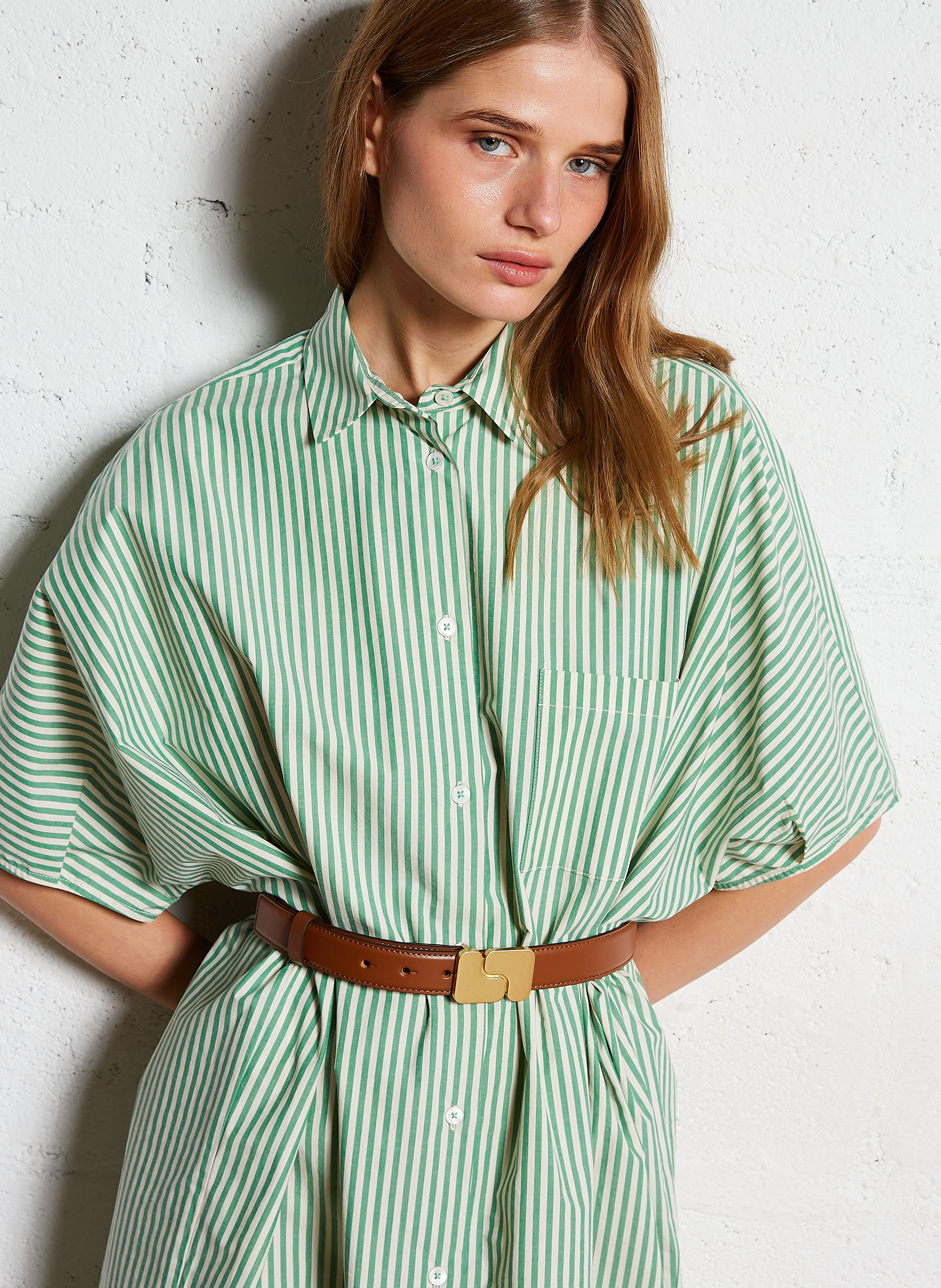 Ceinture en cuir glacé SOEUR Marron