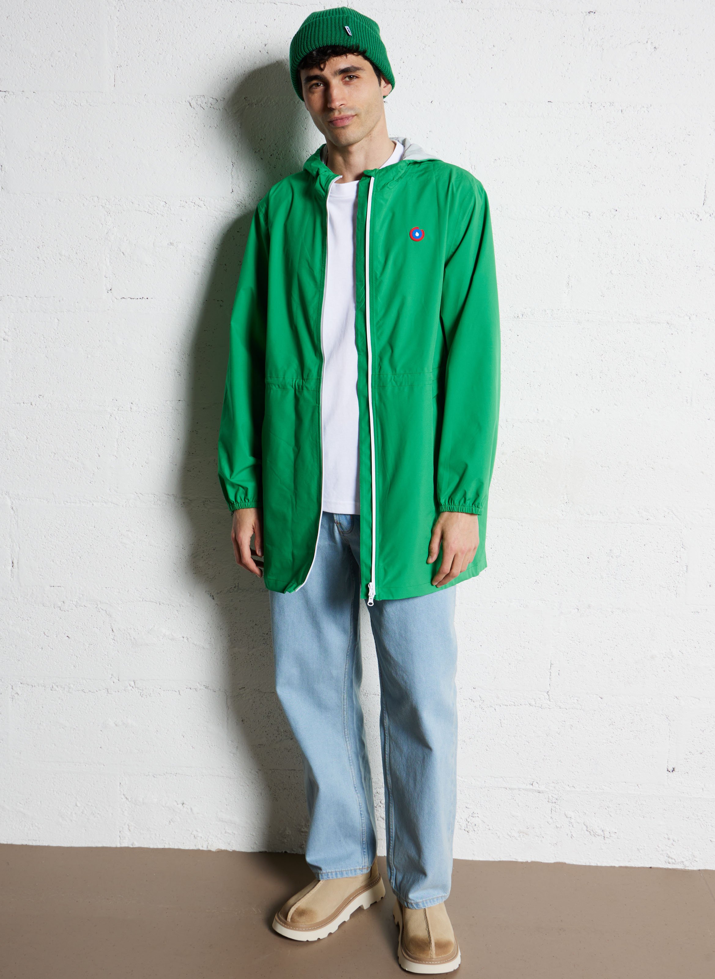 Imperméable long à capuche convertible FLOTTE Vert