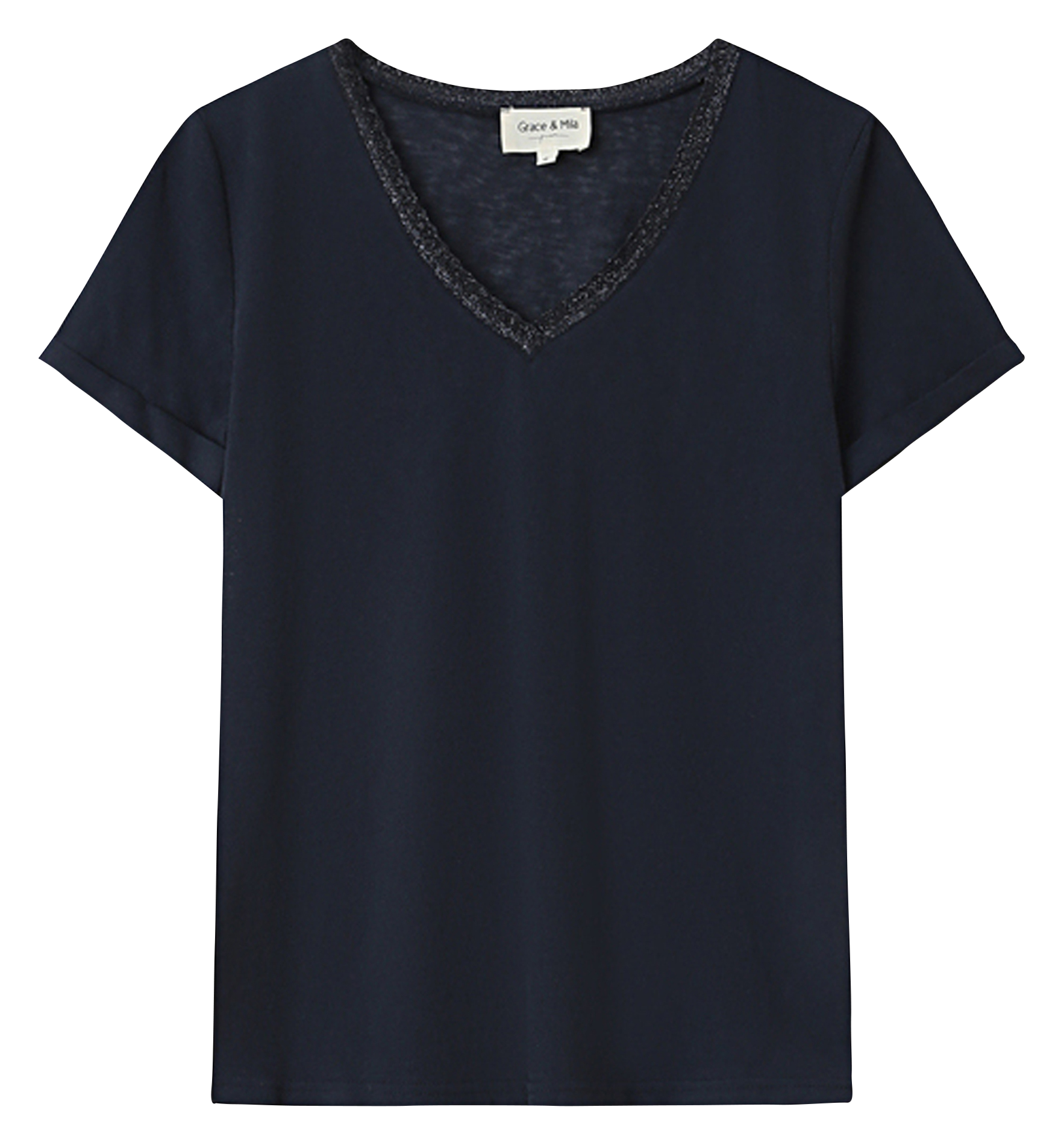 Katoenen T-shirt met V-hals GRACE ET MILA Blauw