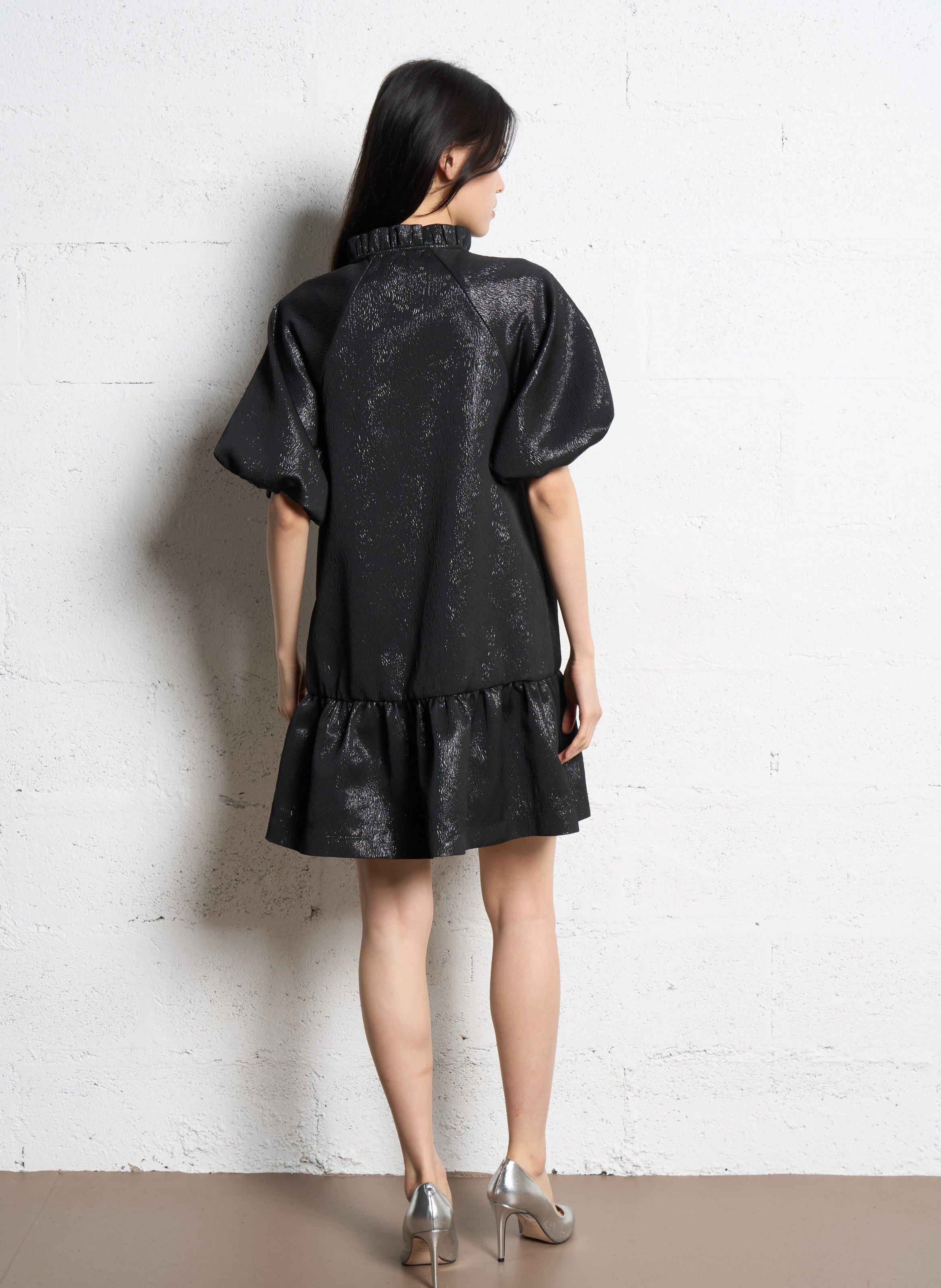Short straight metallic dress SUNCOO Black