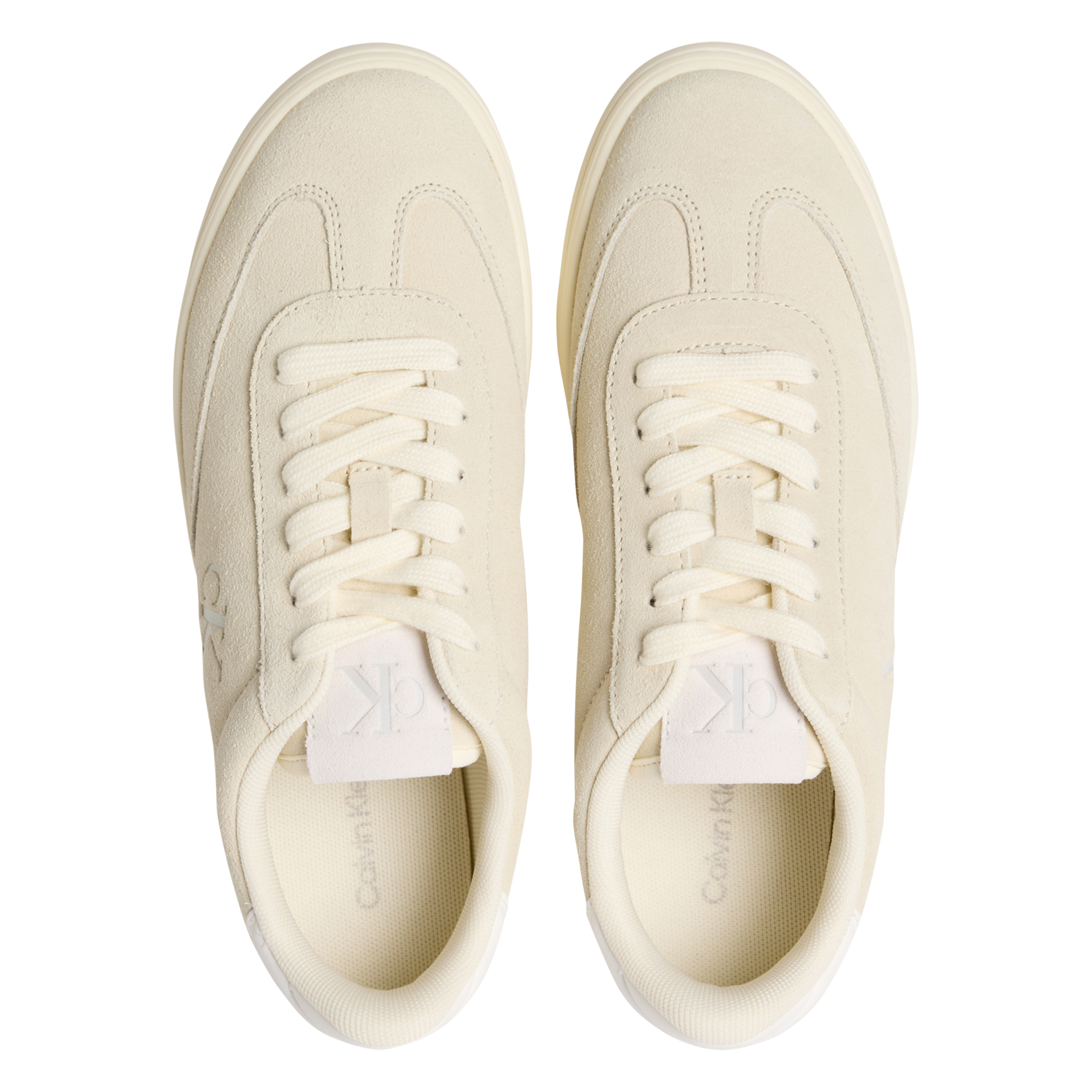 Solid suede leather low-top sneakers CALVIN KLEIN Beige