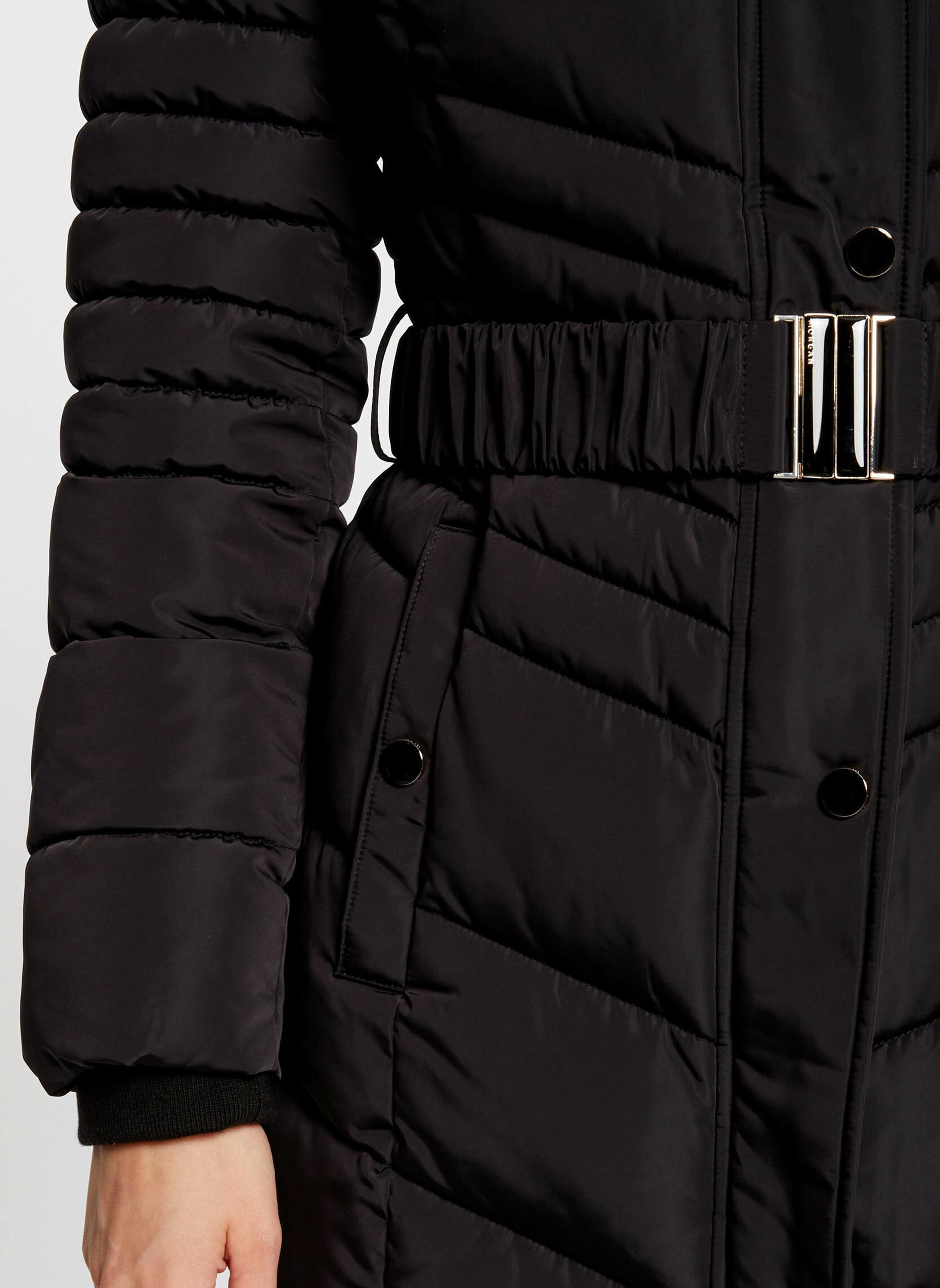 Long quilted padded jacket MORGAN Black