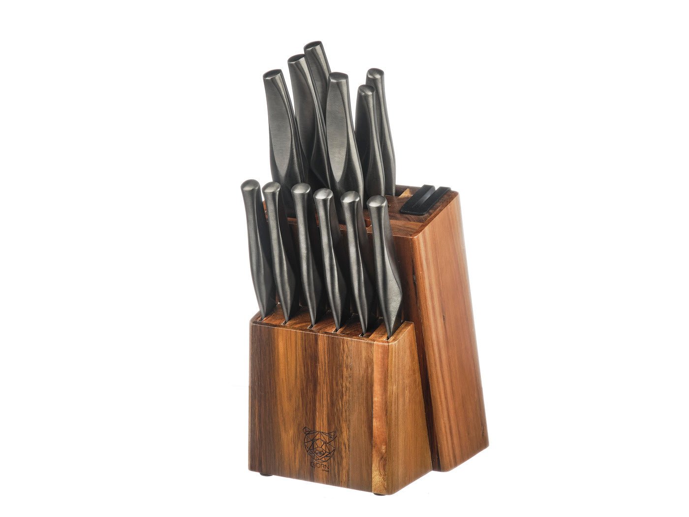 Larus Loviisa kitchen knife block and steak knives set - 14 pieces BJORN Grey
