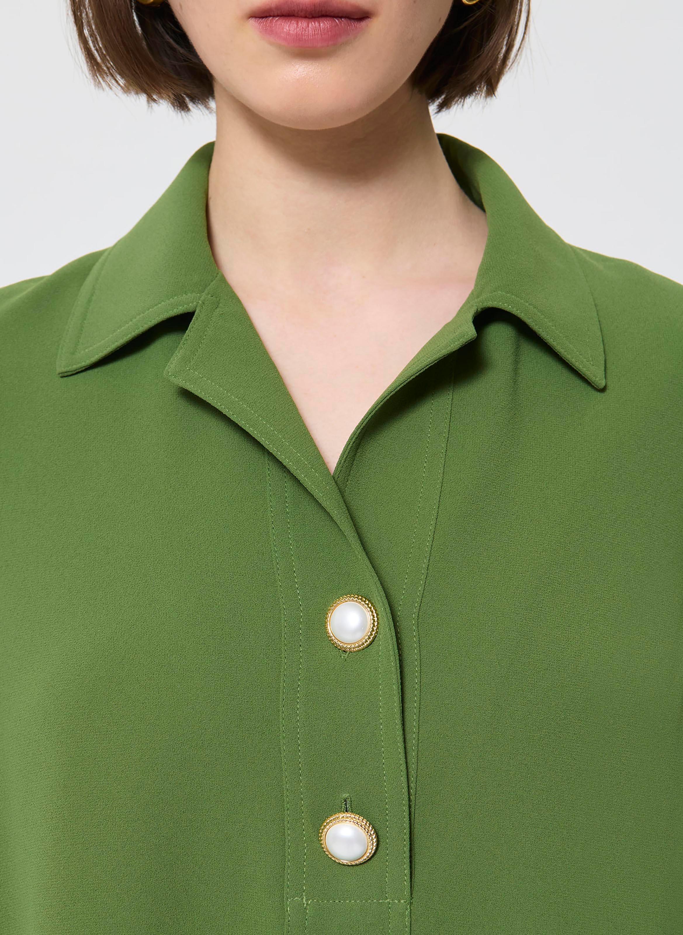 Short straight dress with 3/4 flared sleeves TARA JARMON Green