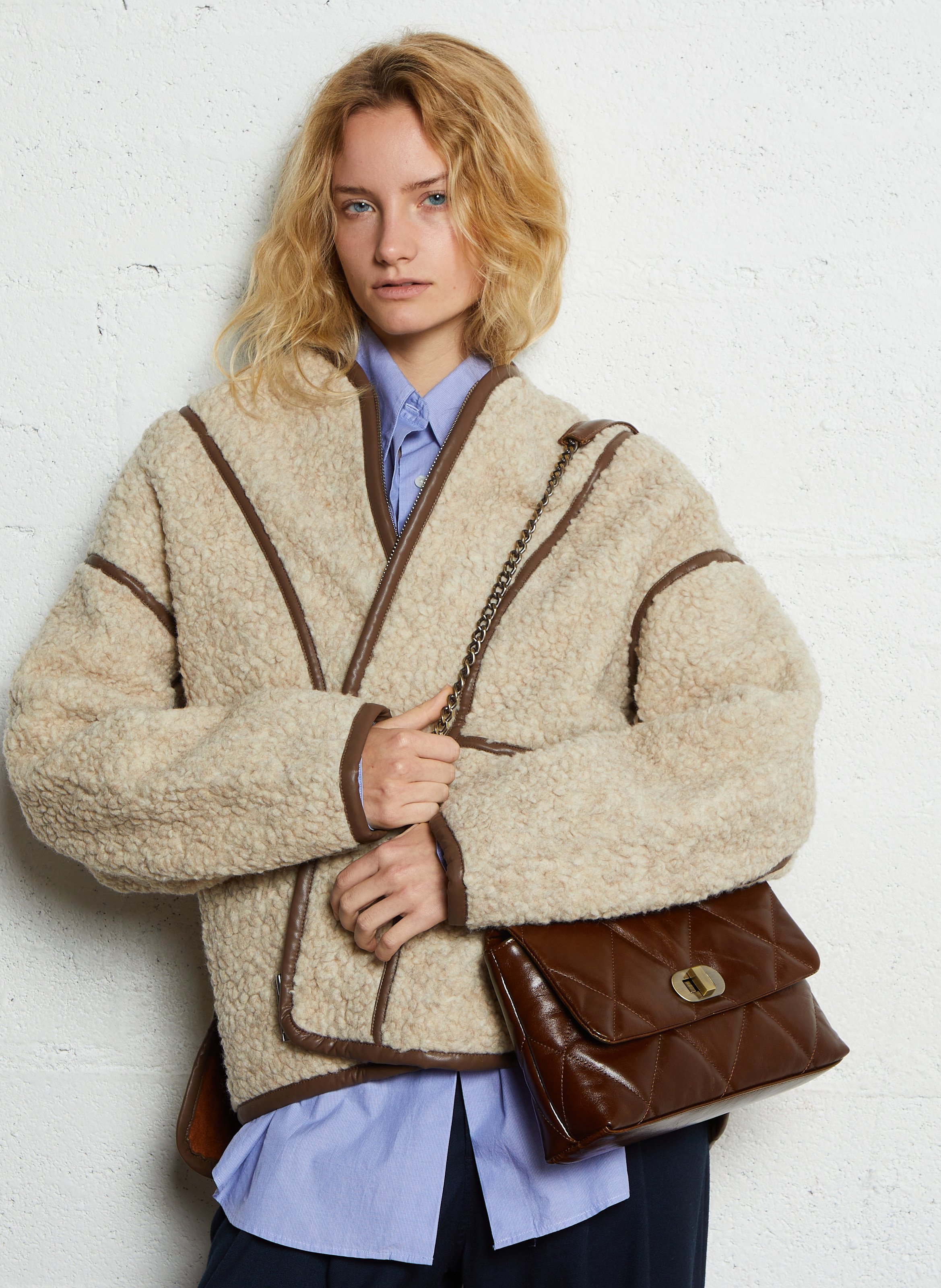 Sac bandoulière en cuir MAISON 123 Marron