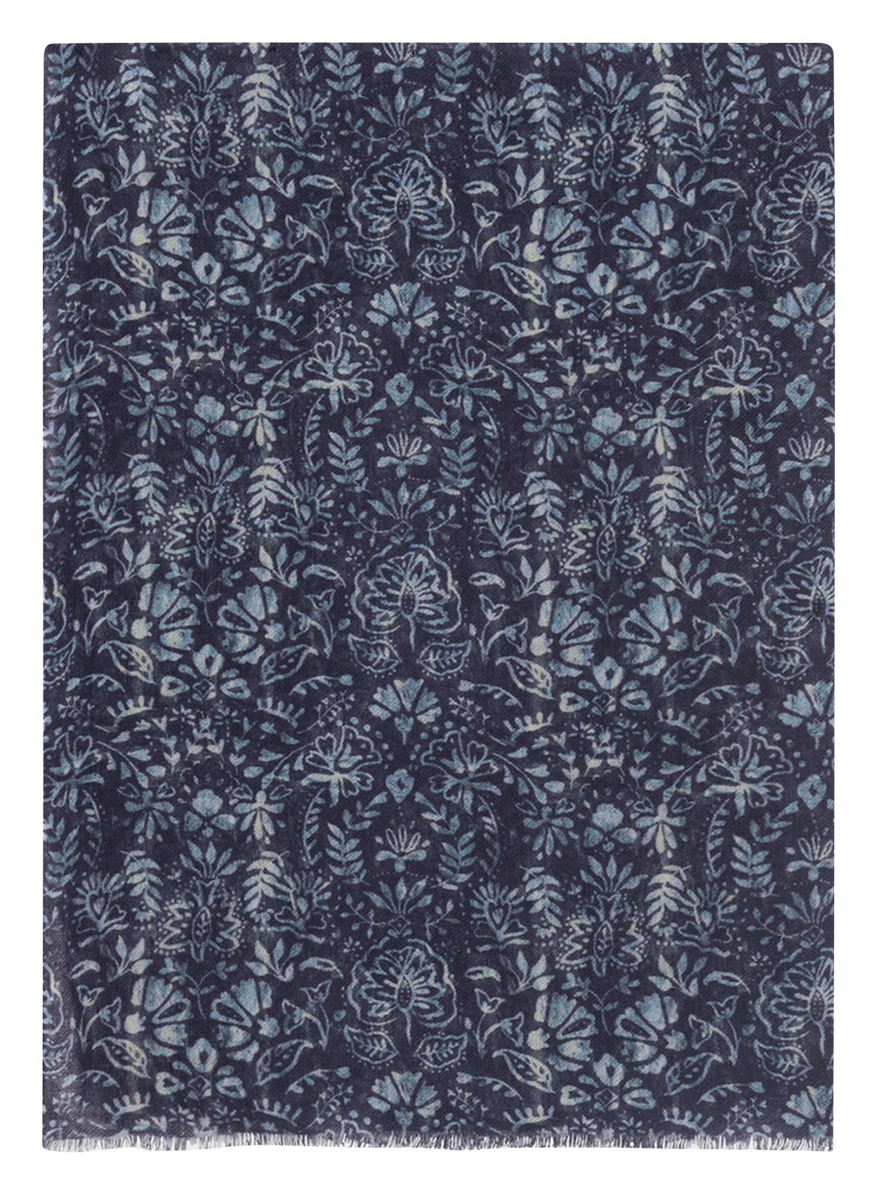 Printed wool and silk scarf PABLO Blue