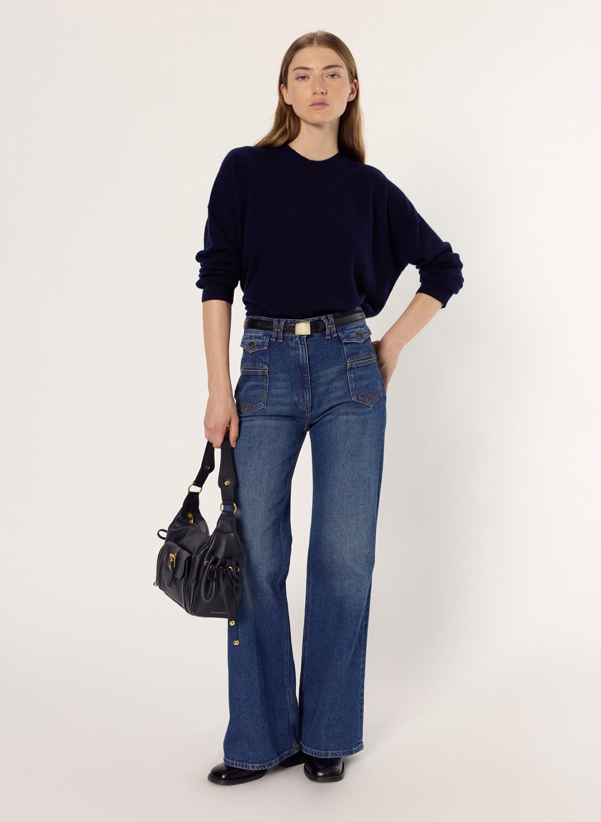 Pull col rond en cachemire GERARD DAREL Bleu