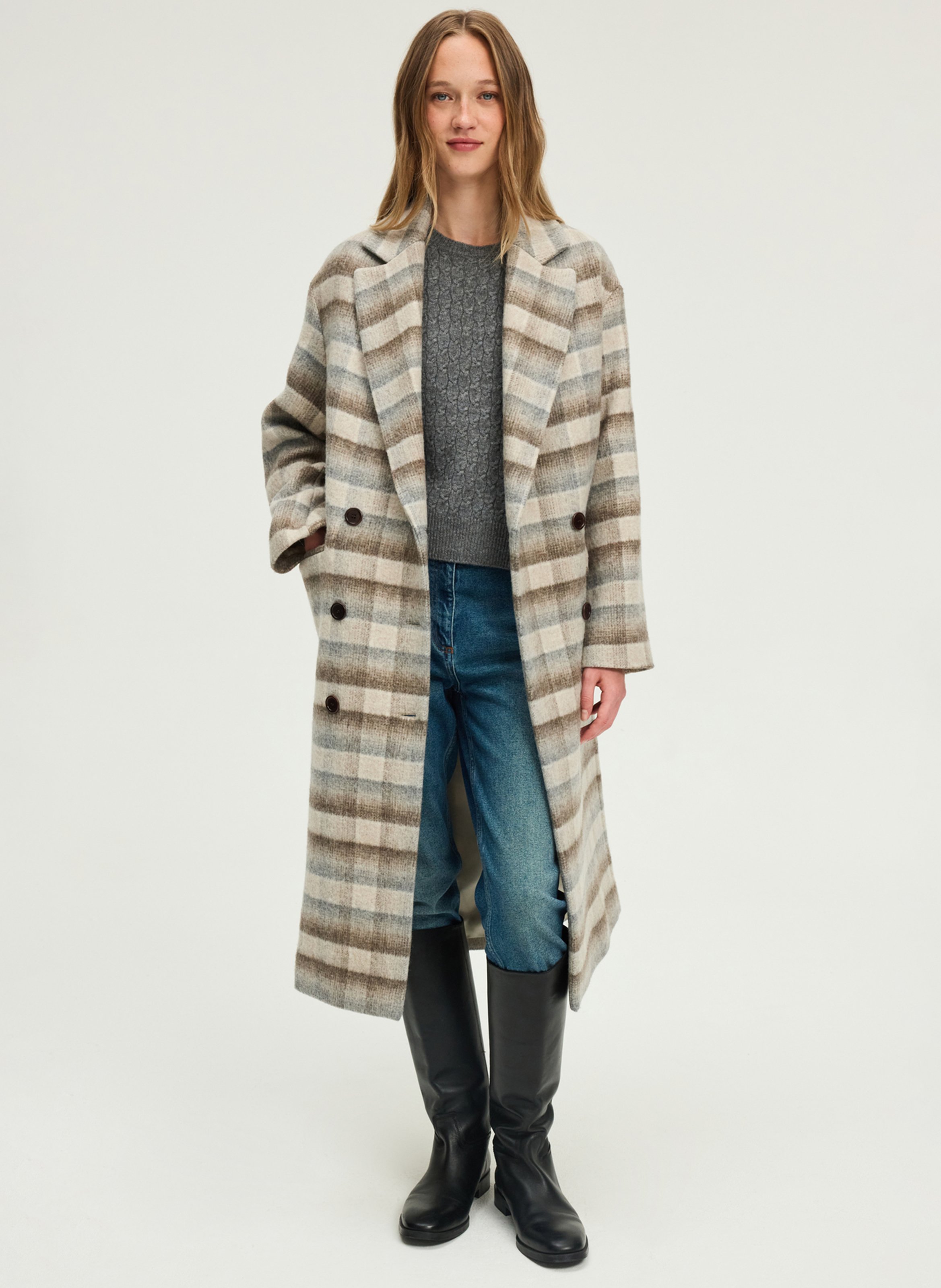 Tailored checkered coat PABLO Beige