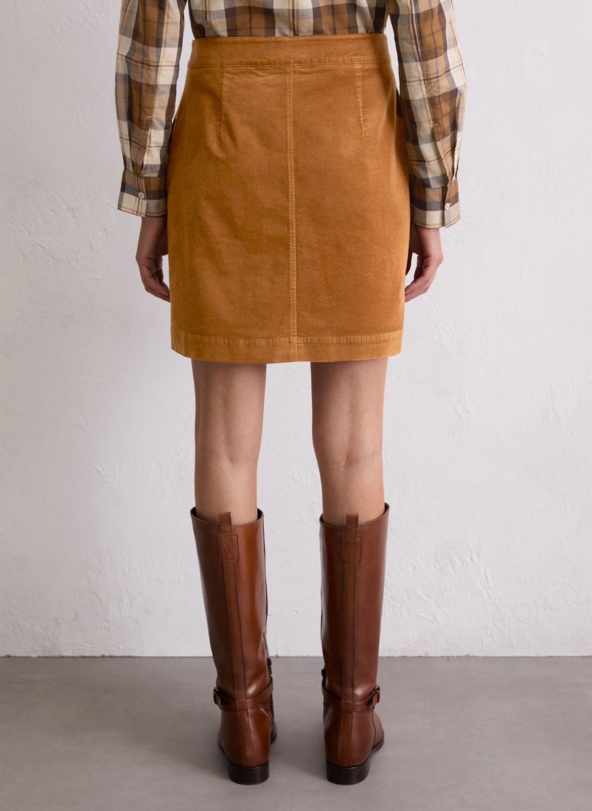 Falda corta de pana acanalada MARC O'POLO Marron