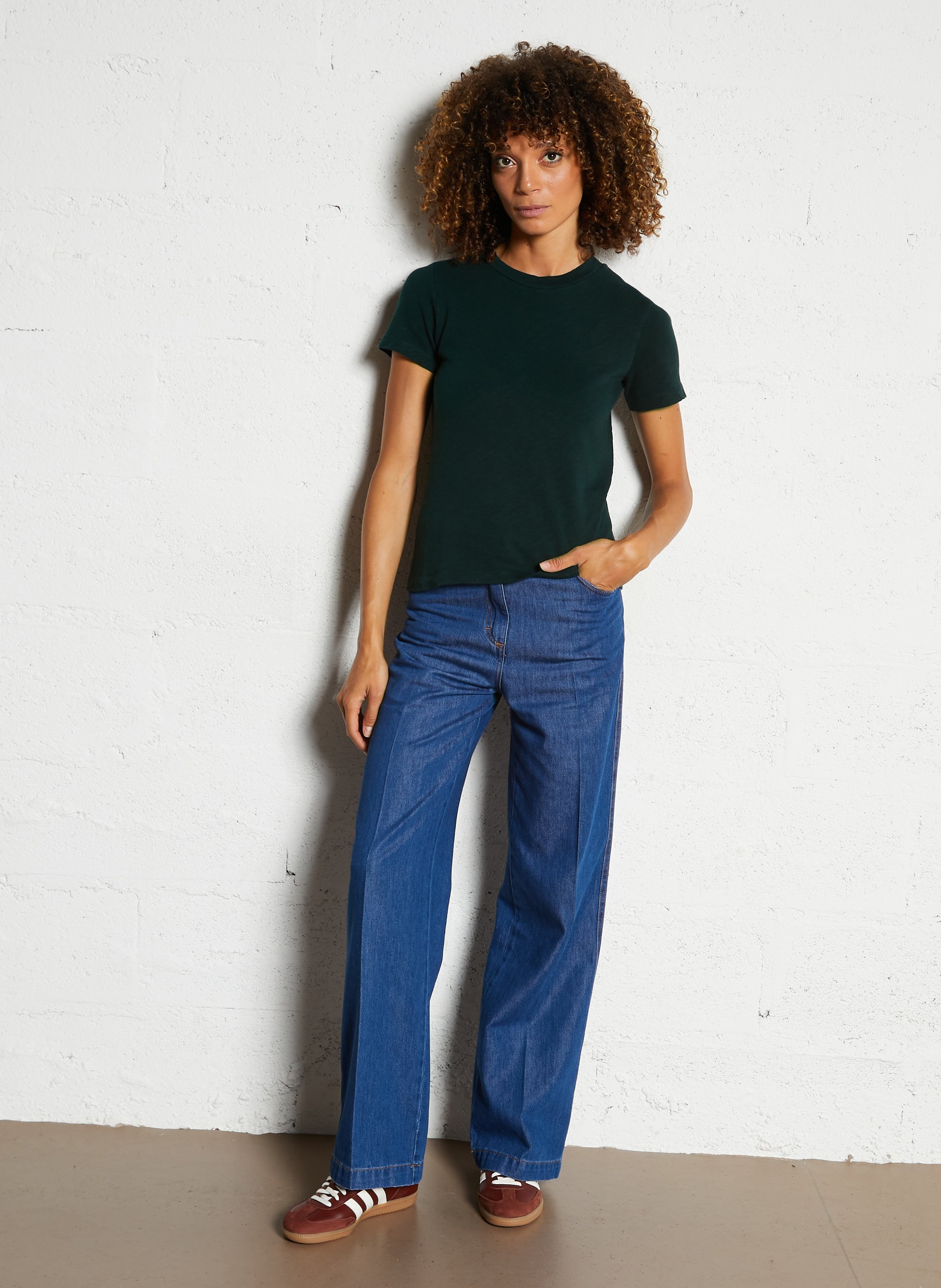 Tee-shirt col rond en coton AMERICAN VINTAGE Vert