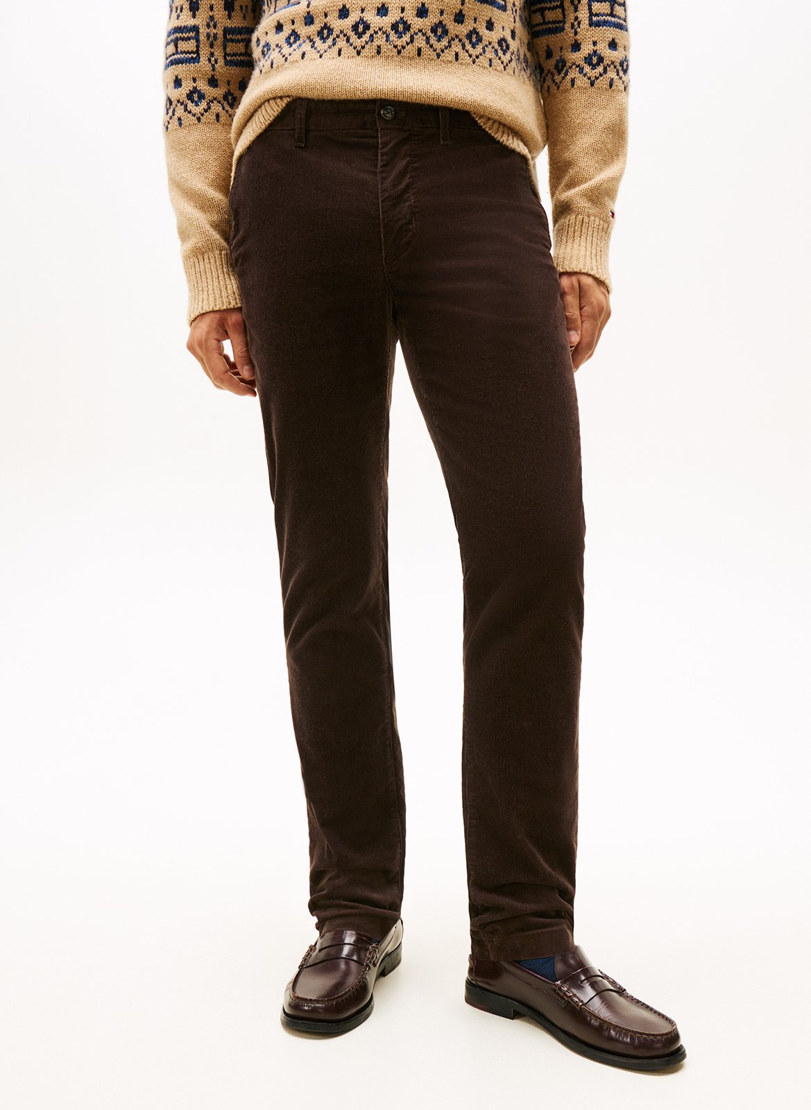 Gerade Hose aus einfarbigem Samt TOMMY HILFIGER