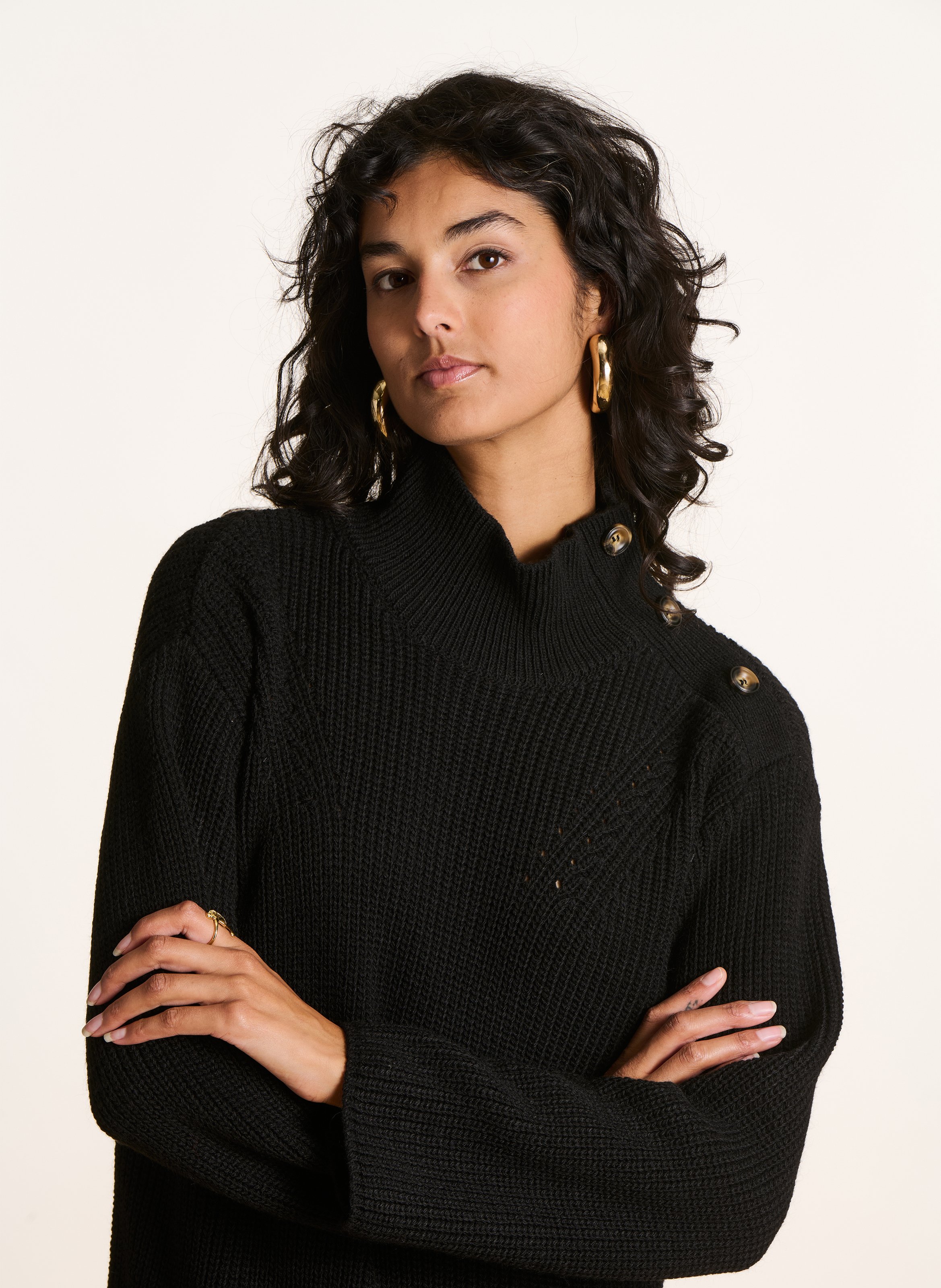 Robe courte col montant LA FEE MARABOUTEE Black