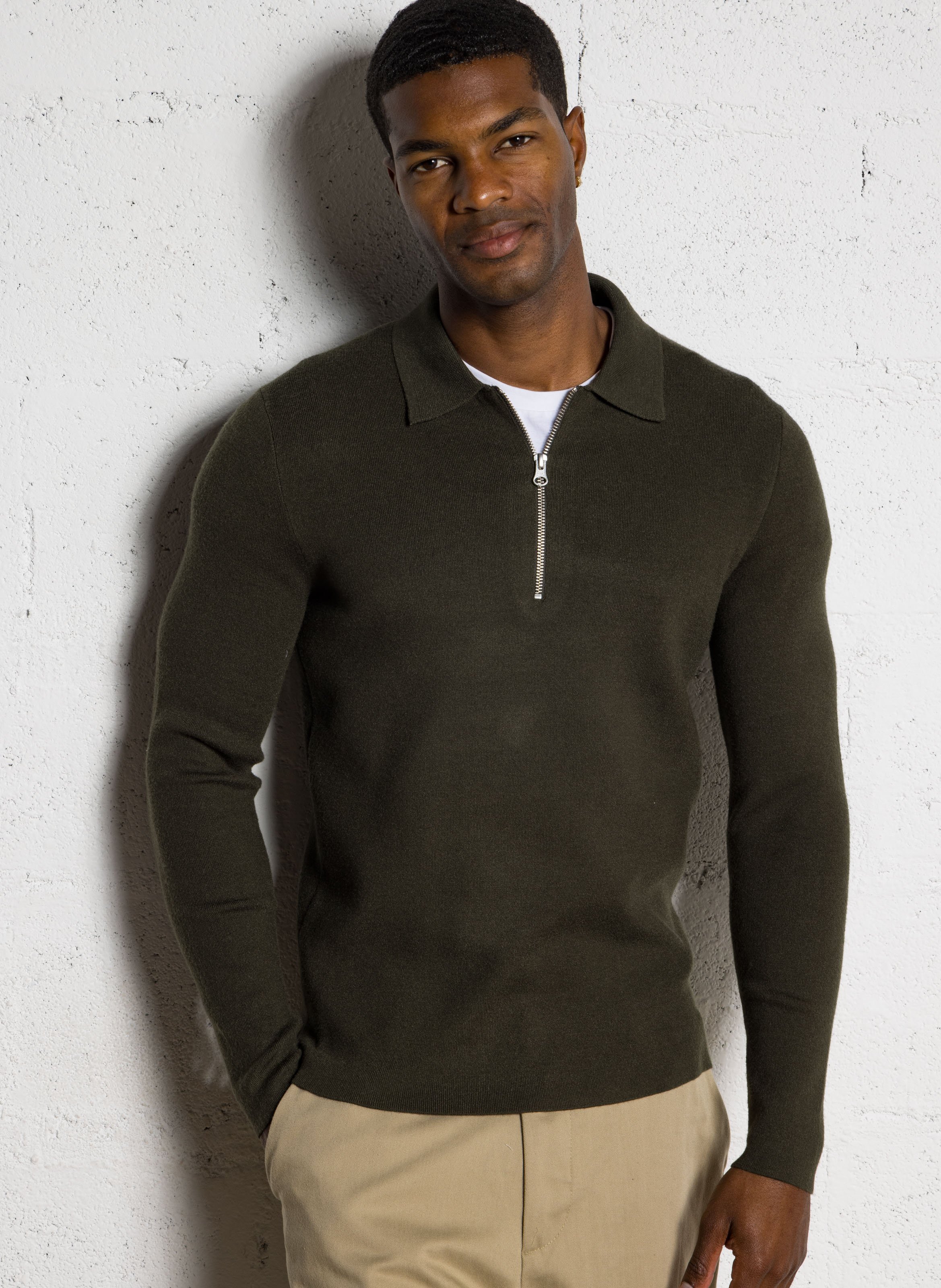 Sweat col classique  SAMSOE SAMSOE Kaki