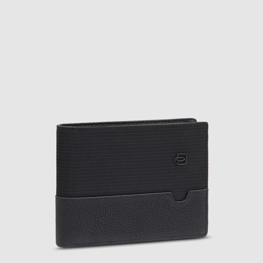 Men's wallet in recycled fabric and leather with coin pocket and RFID protection PIQUADRO